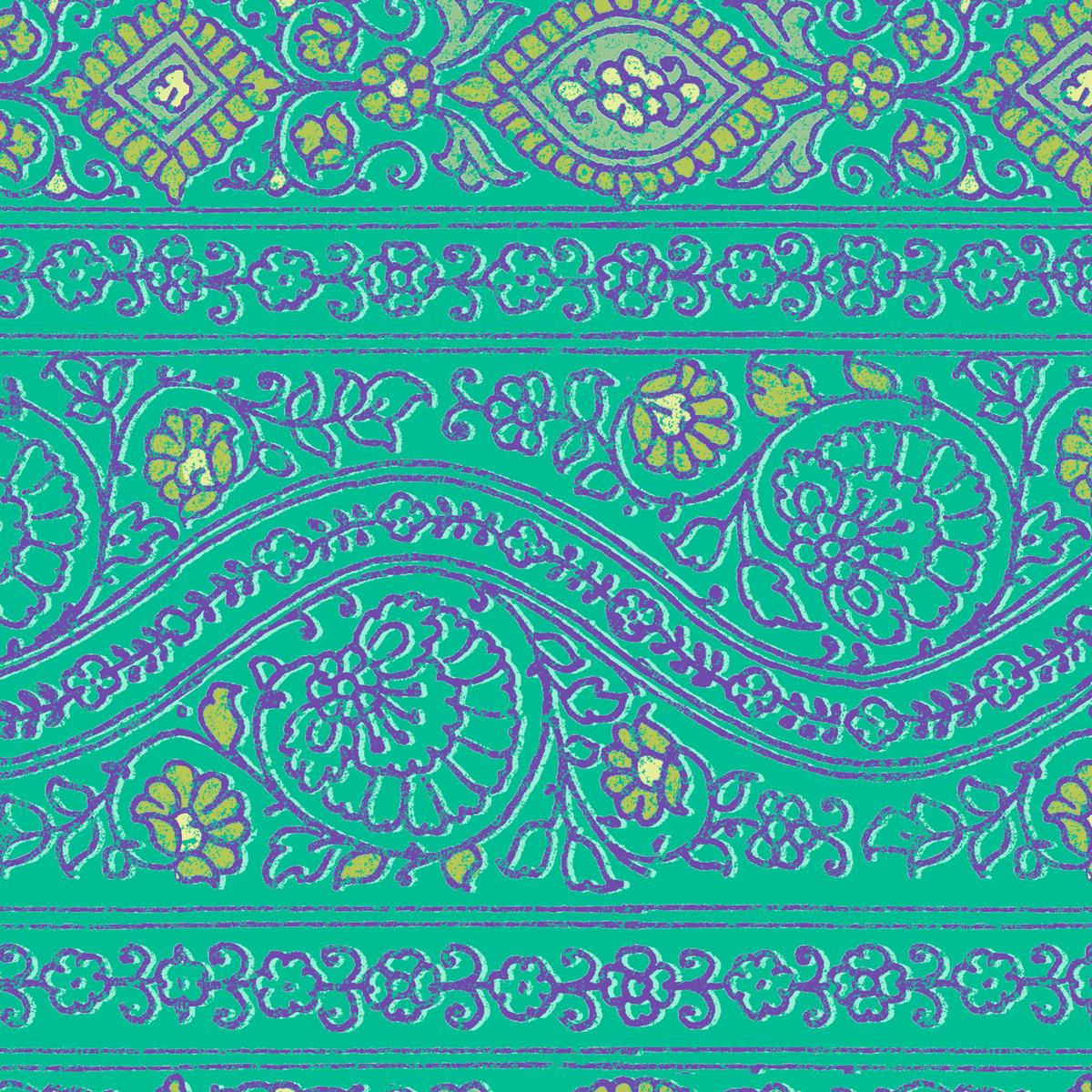 Bohemian Paisley on Turquoise Fabric