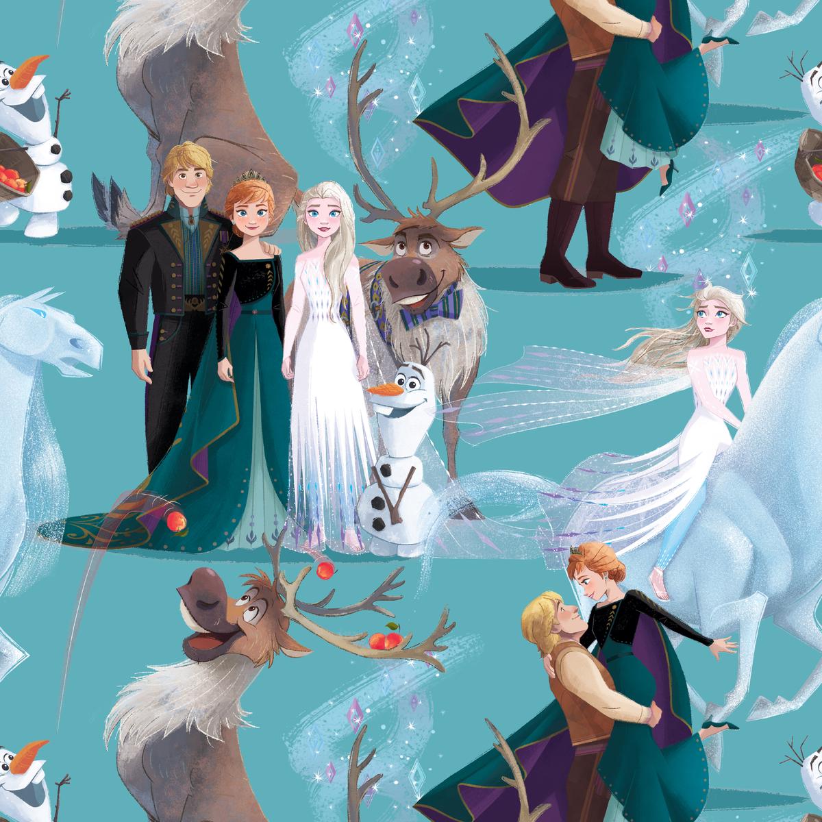 Disney Frozen Teal Friends Fabric