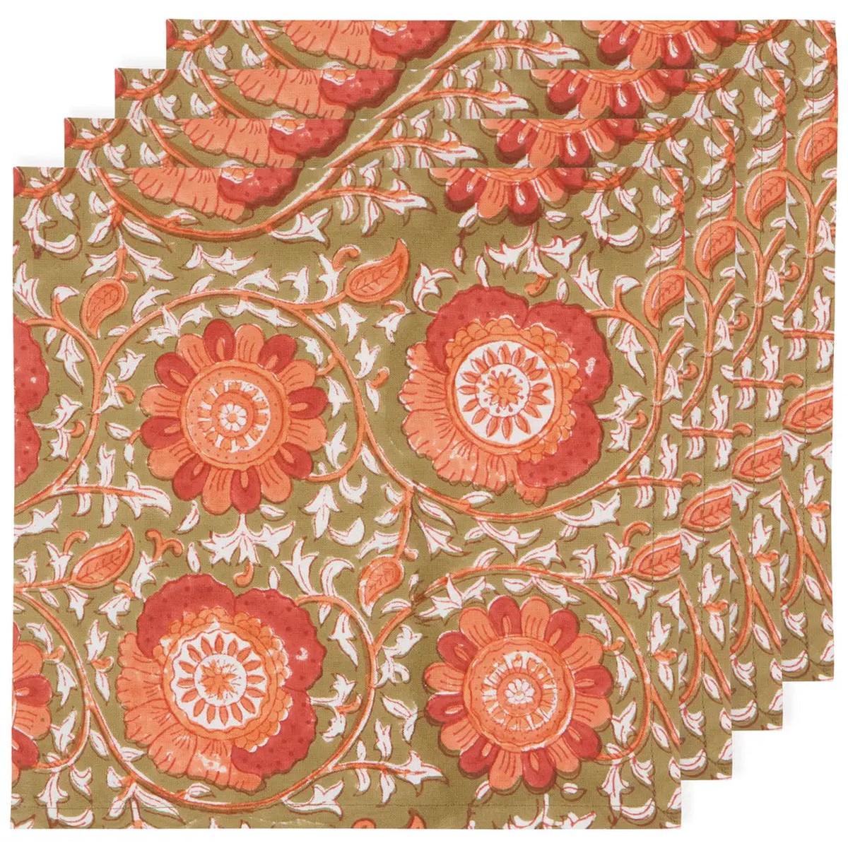 Napkin S/4 Zinnia Block Print