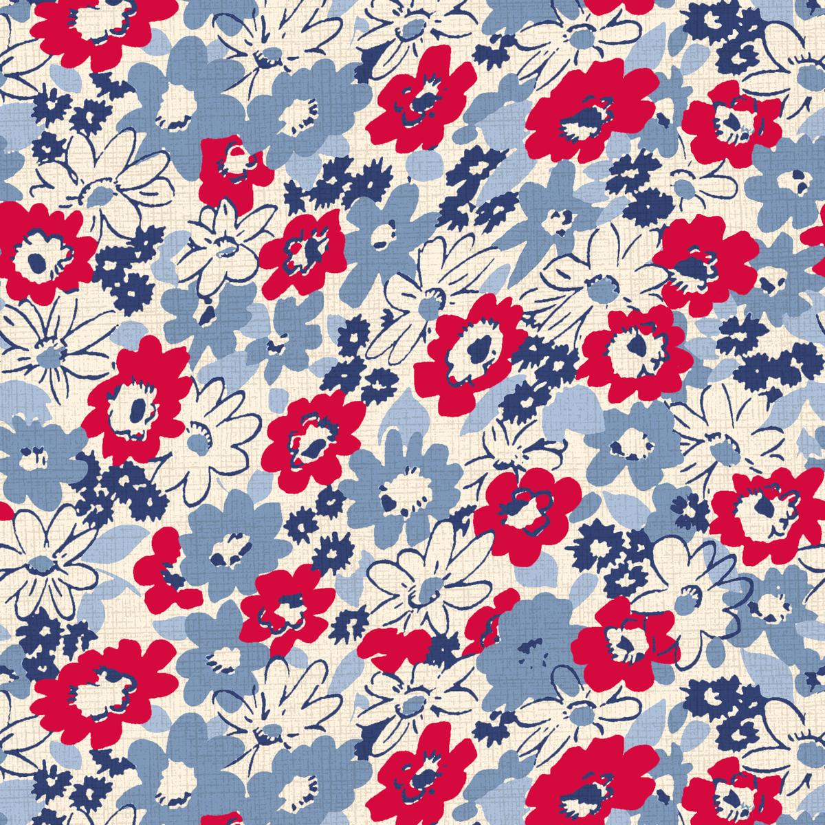 Patriotic Bloom - Red White Blue Floral Fabric
