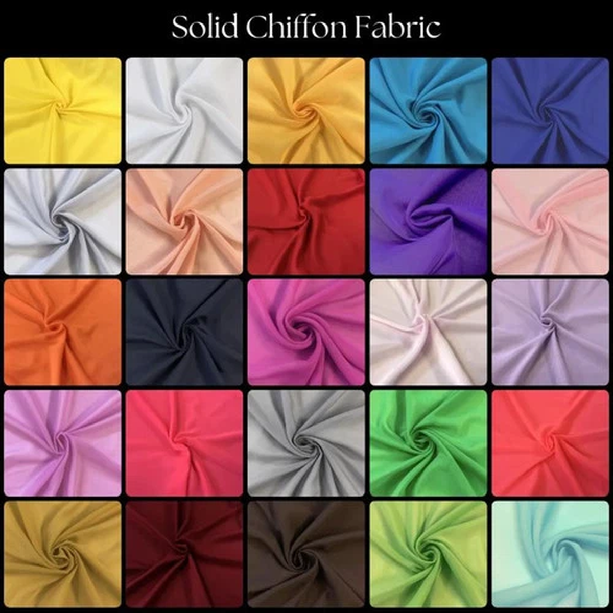 Solid Chiffon Fabric 58/60" Wide  Soft Sheer Polyester for Dresses & Decor