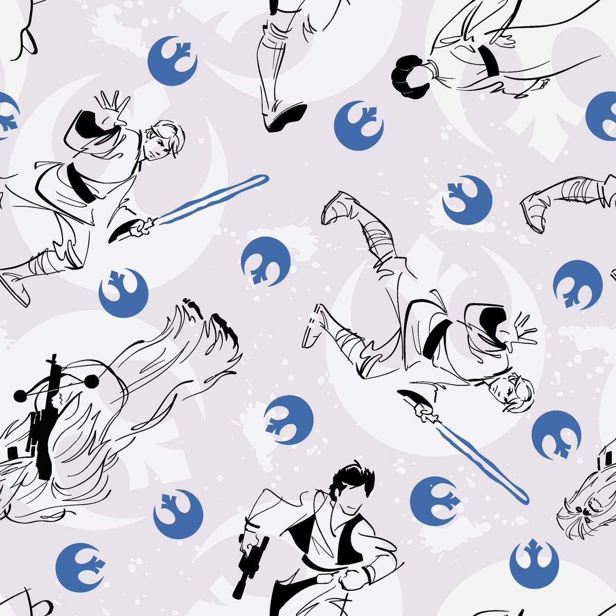 STAR WARS Blue Rebel Fighter Fabric