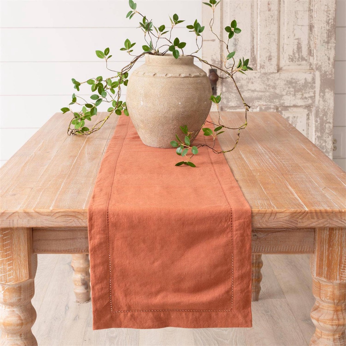 Stonewashed Linen Table RunnerRust