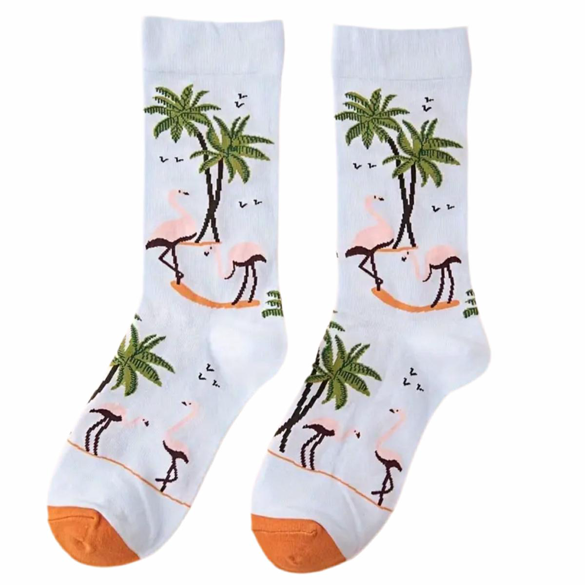 Chaussettes Flamants Roses Palmiers