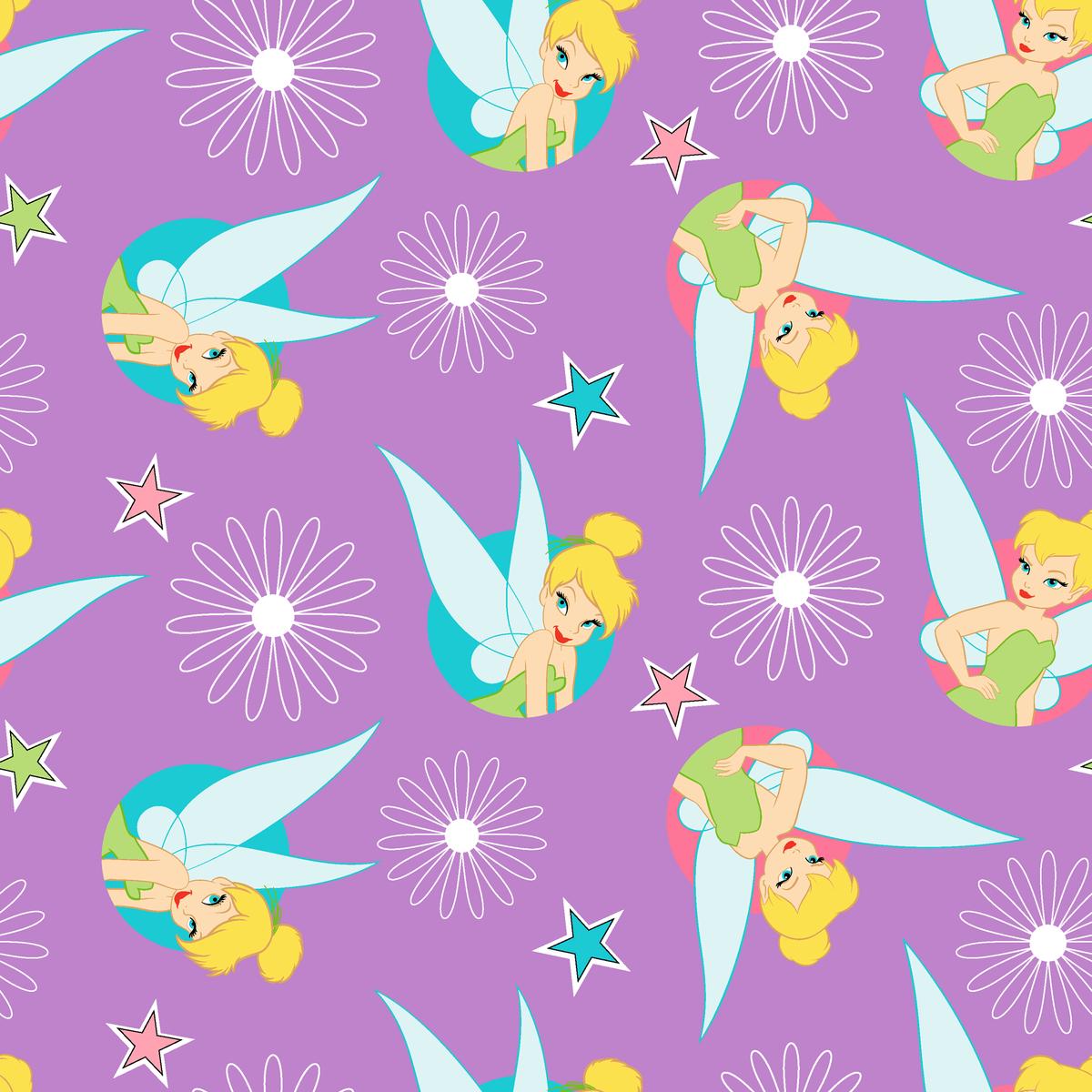 Disney Tinker Bell Daisies & Stars Fabric