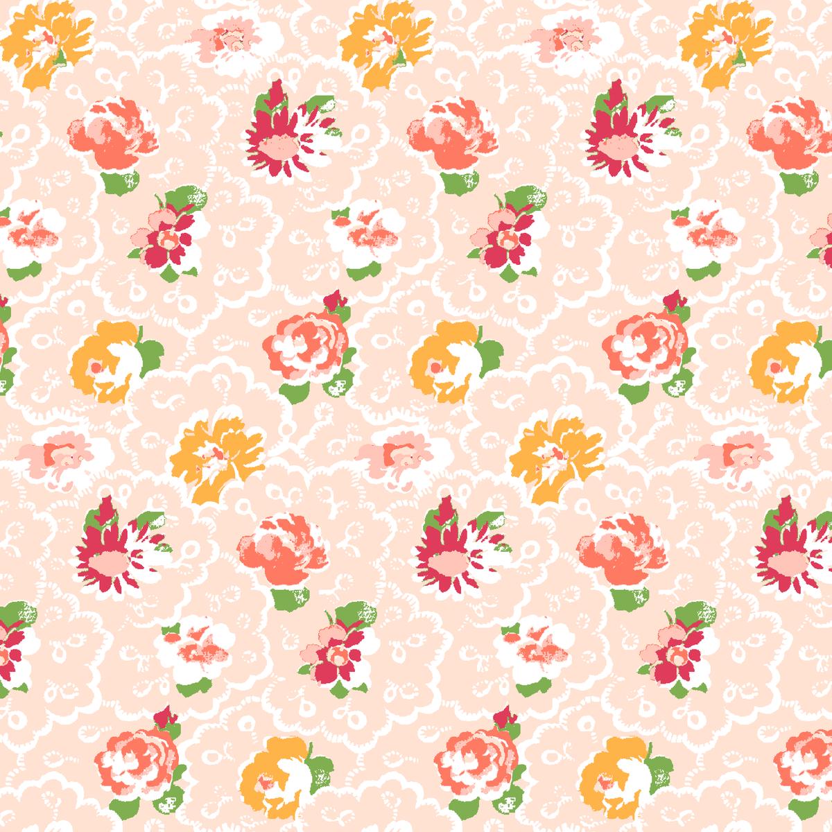Juniper on Apricot Fabric