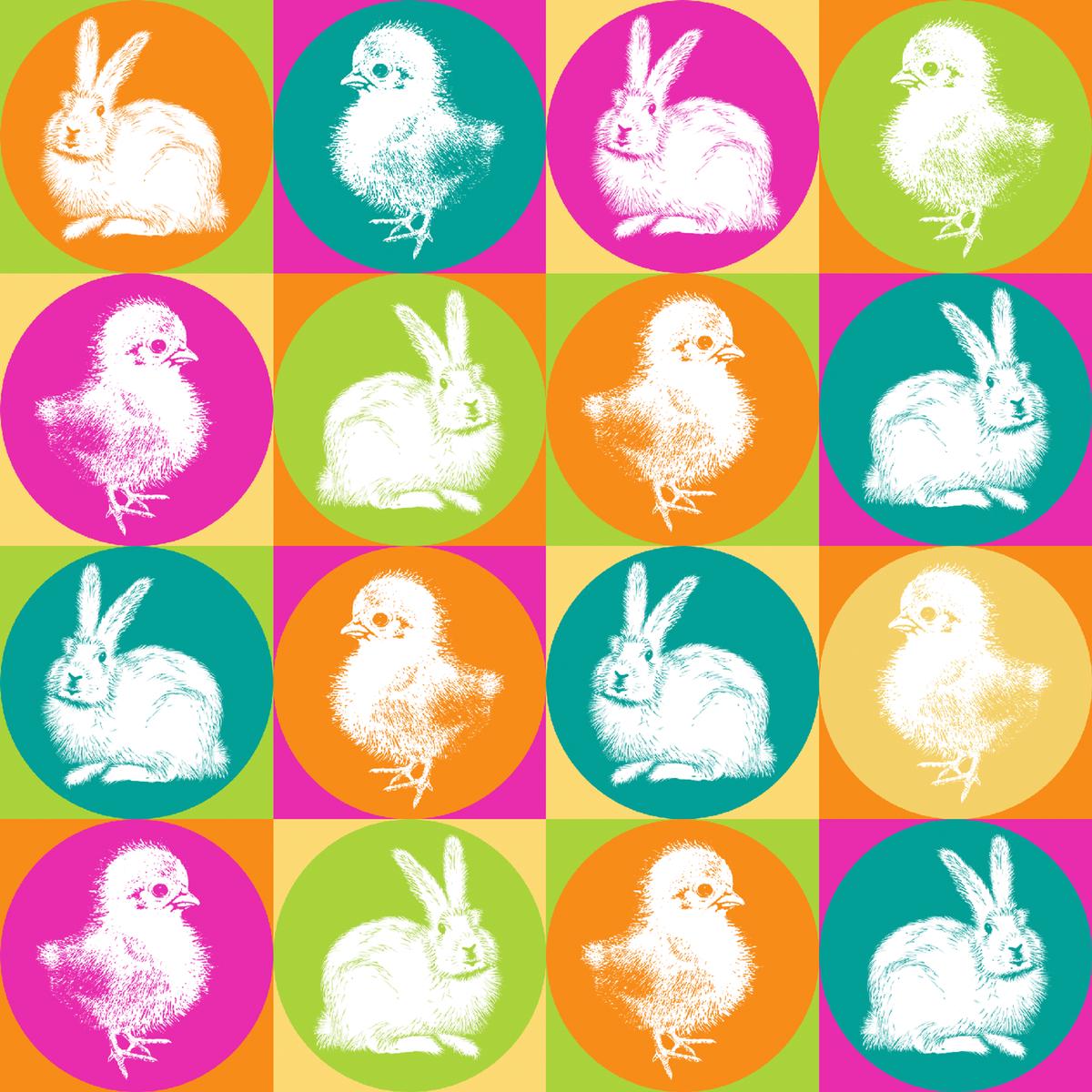 Kate Ward Thacker - Hoppy Pop - Vibrant Bunny & Chick Fabric