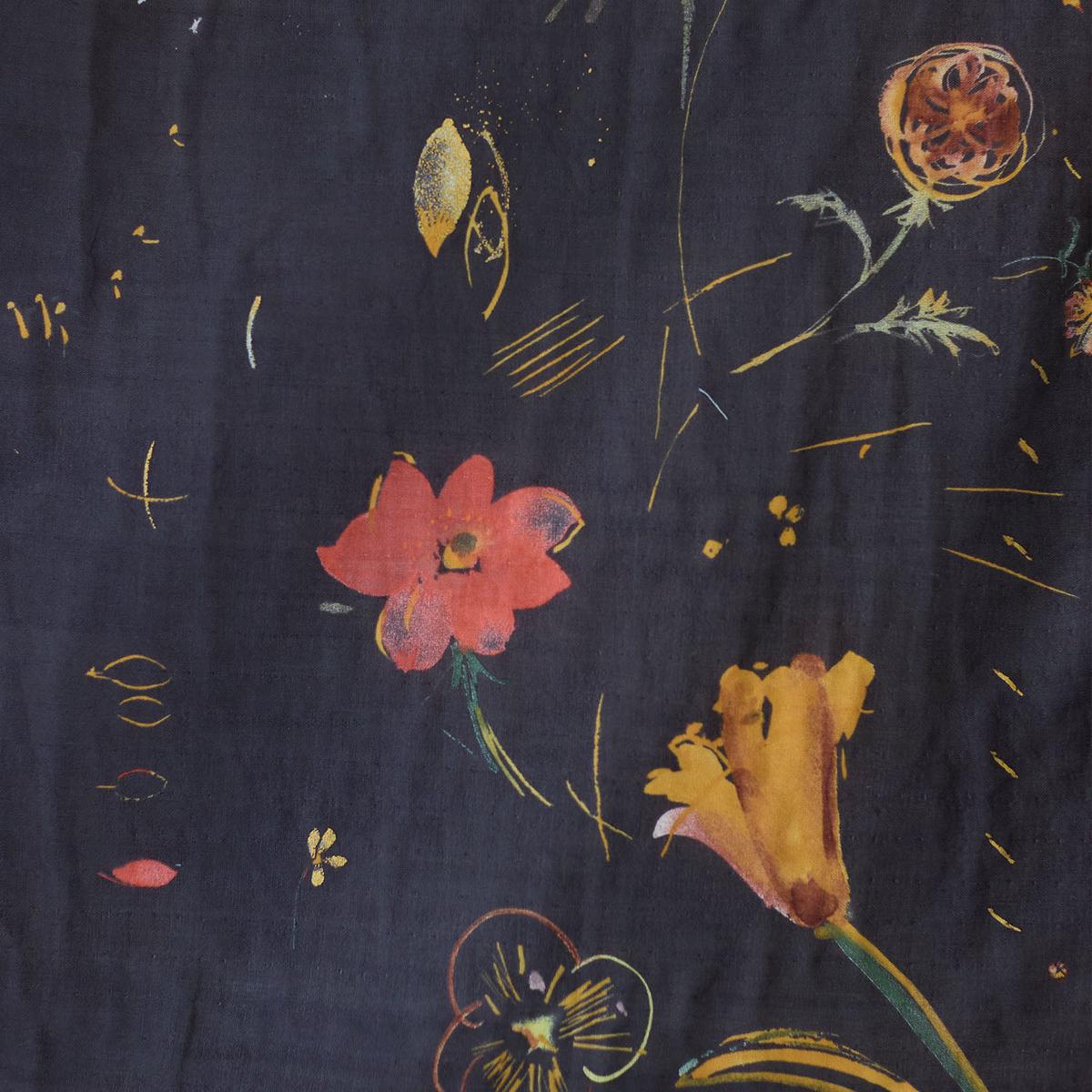 nani IRO Hana no toki niwa Organic Cotton Double Gauze - Black EGX-11440-1