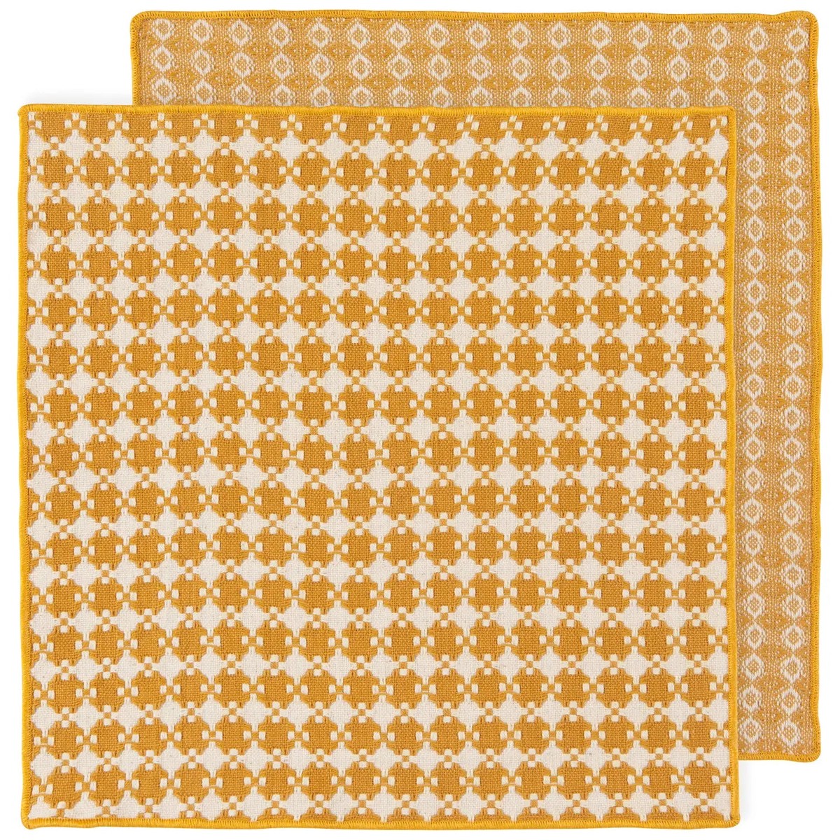 S/2 Ochre Woven Check Dish Cloth