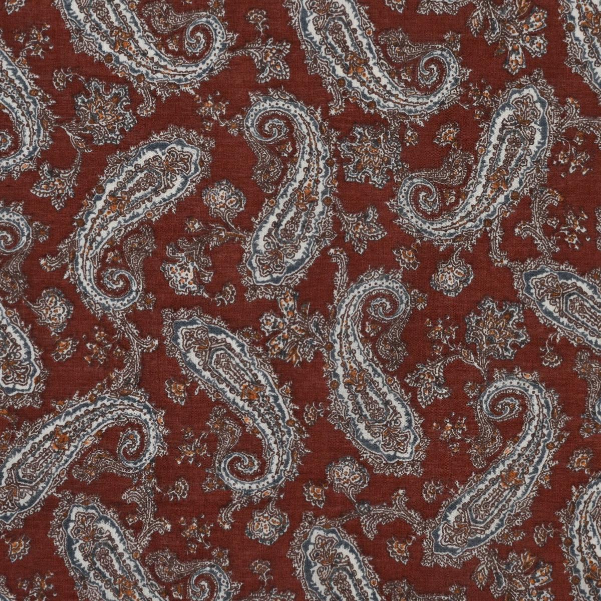 Vintage Paisley Block Print-inspired Cotton Voile - Dark Red NFA-3100-103