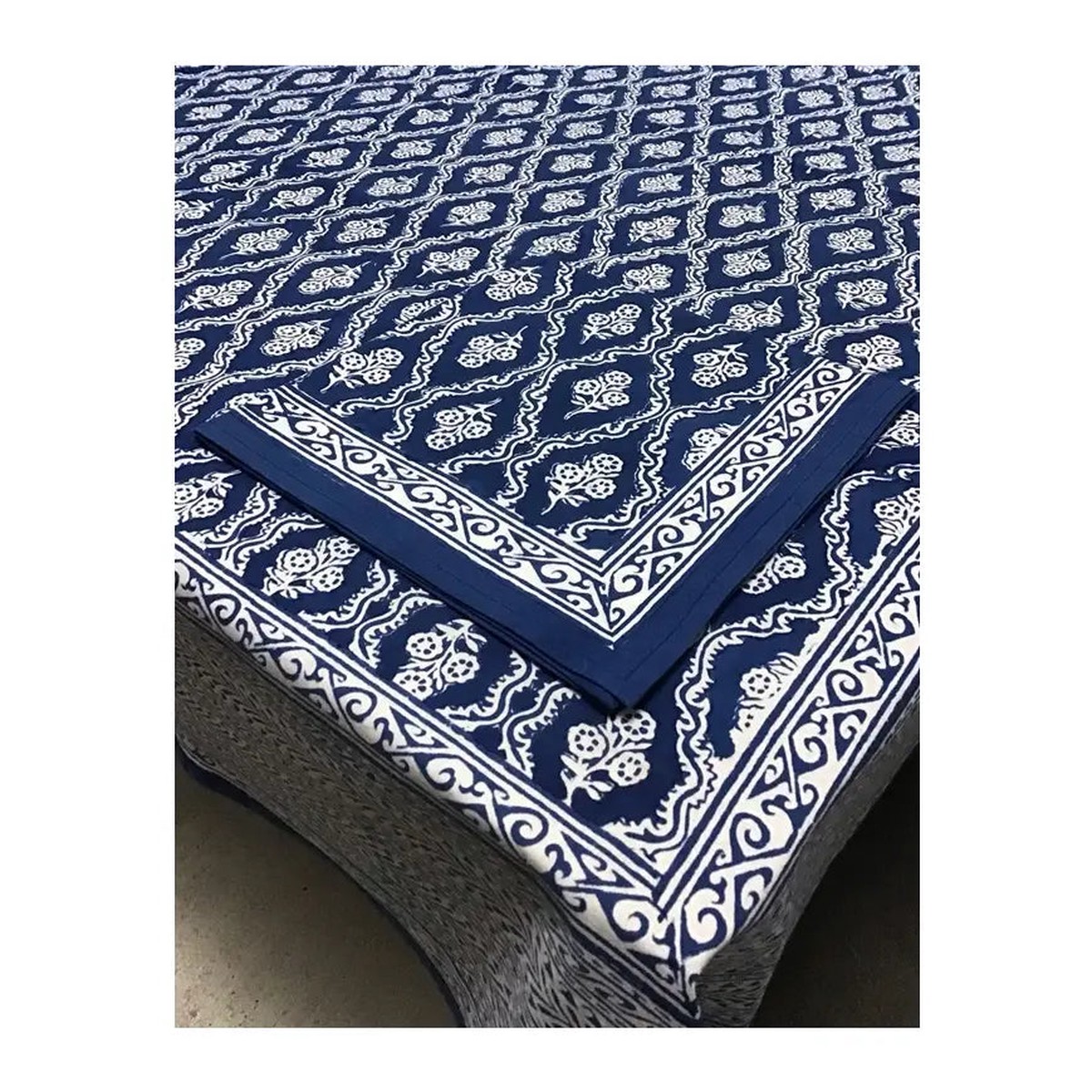 60x60 Trellis Navy Square Tablecloth