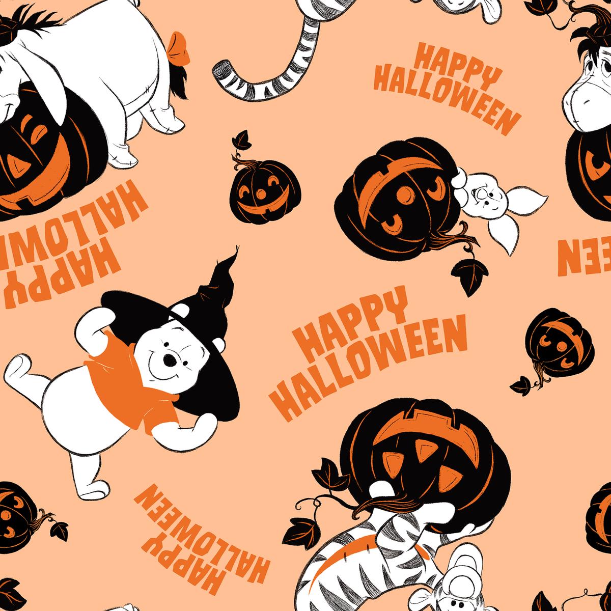 Disney Winnie the Pooh Halloween Pumpkin Toss Fabric