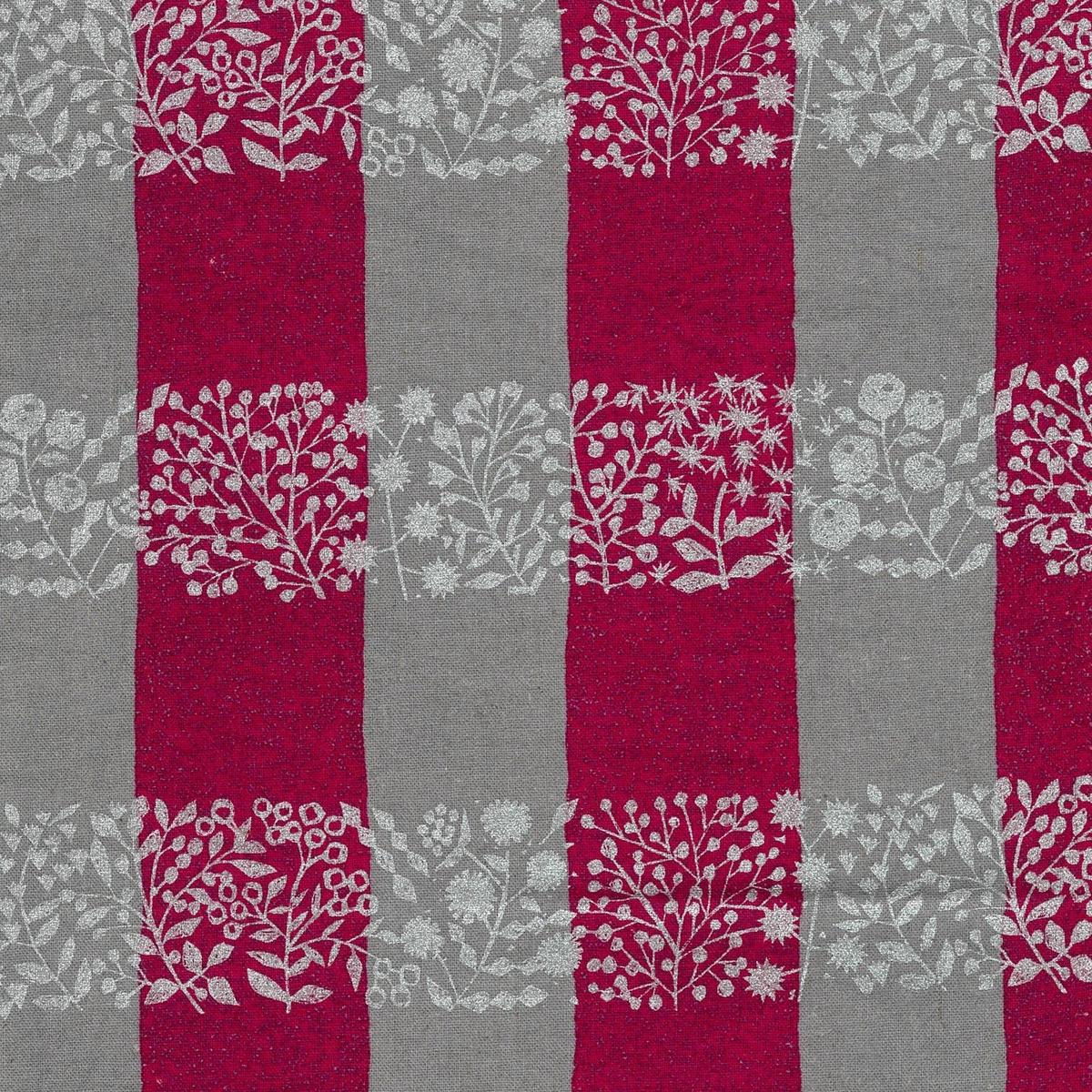 echino Lattice Cotton Linen Canvas - Grey x Red EKX-98090-91