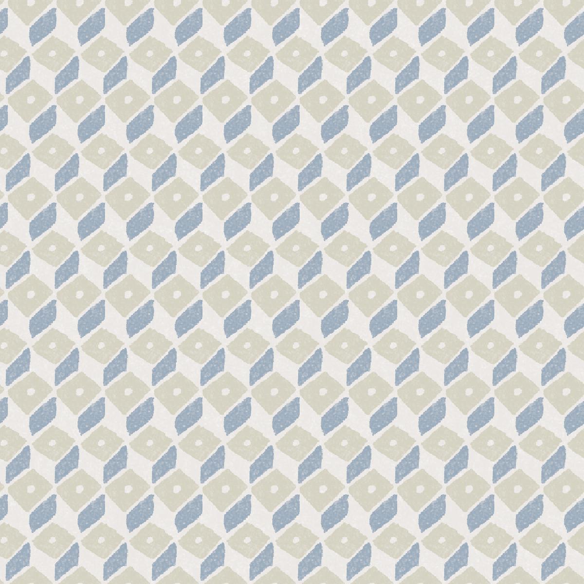 Geometric Diamond in Blue & Beige Fabric