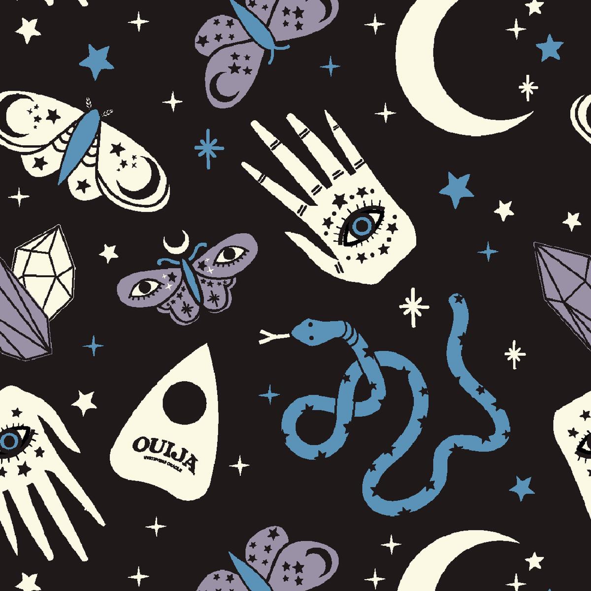 Ouija Mystical Toss on Black Fabric