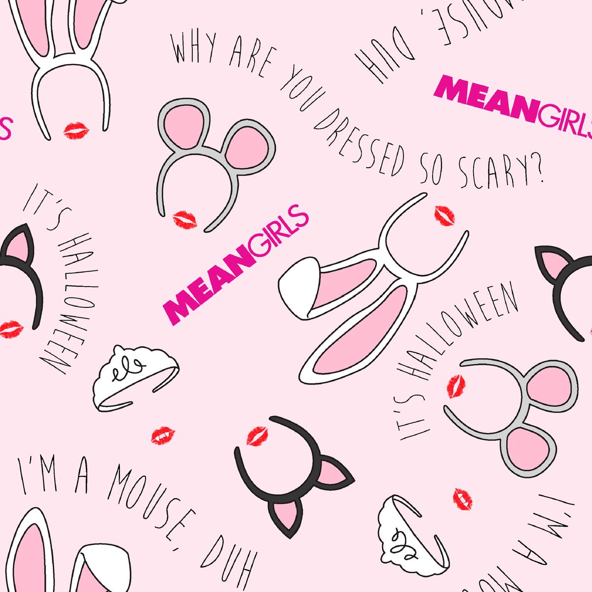 Paramount Mean Girls - Mousy Halloween - Pink Movie Quotes Fabric