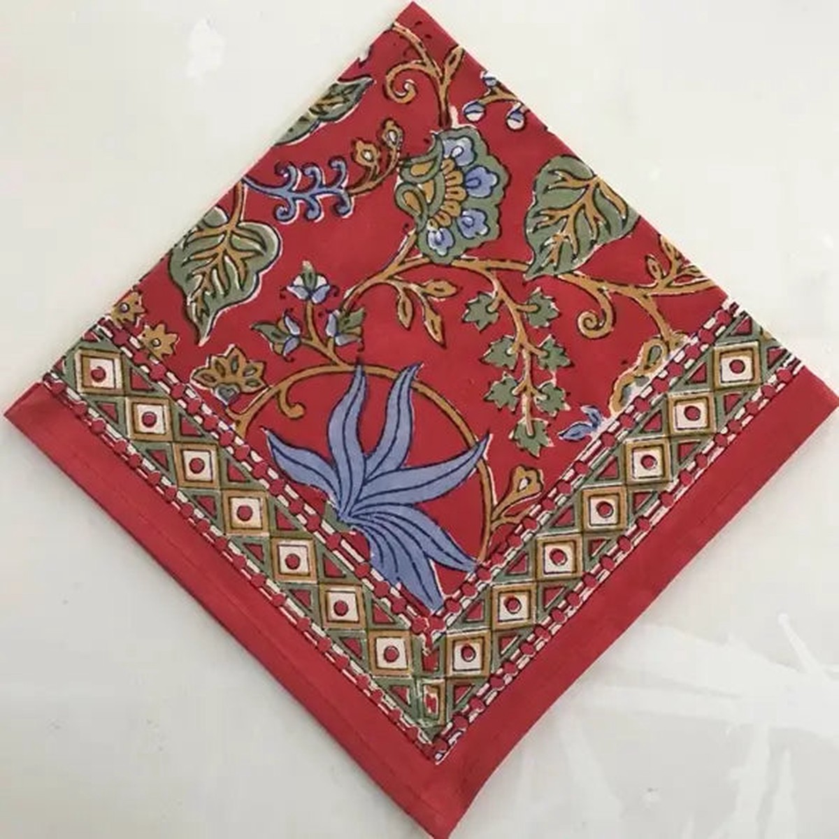 Red Indo Fleur Napkin