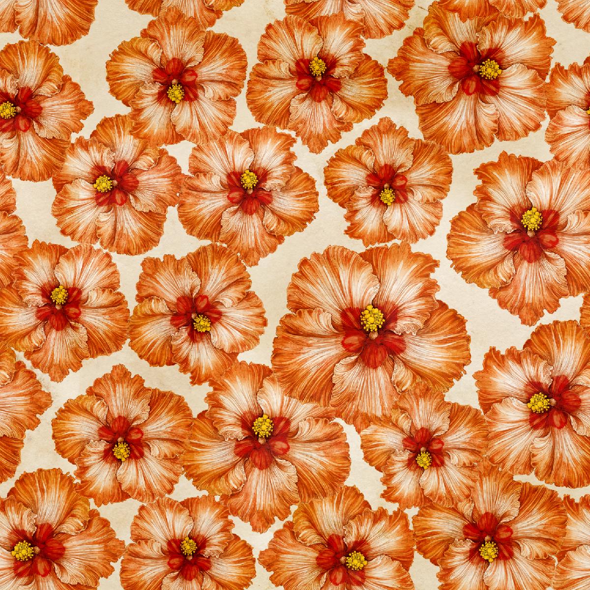 Tim Coffey - Tropical Nostalgia - Copper Hibiscus Fabric