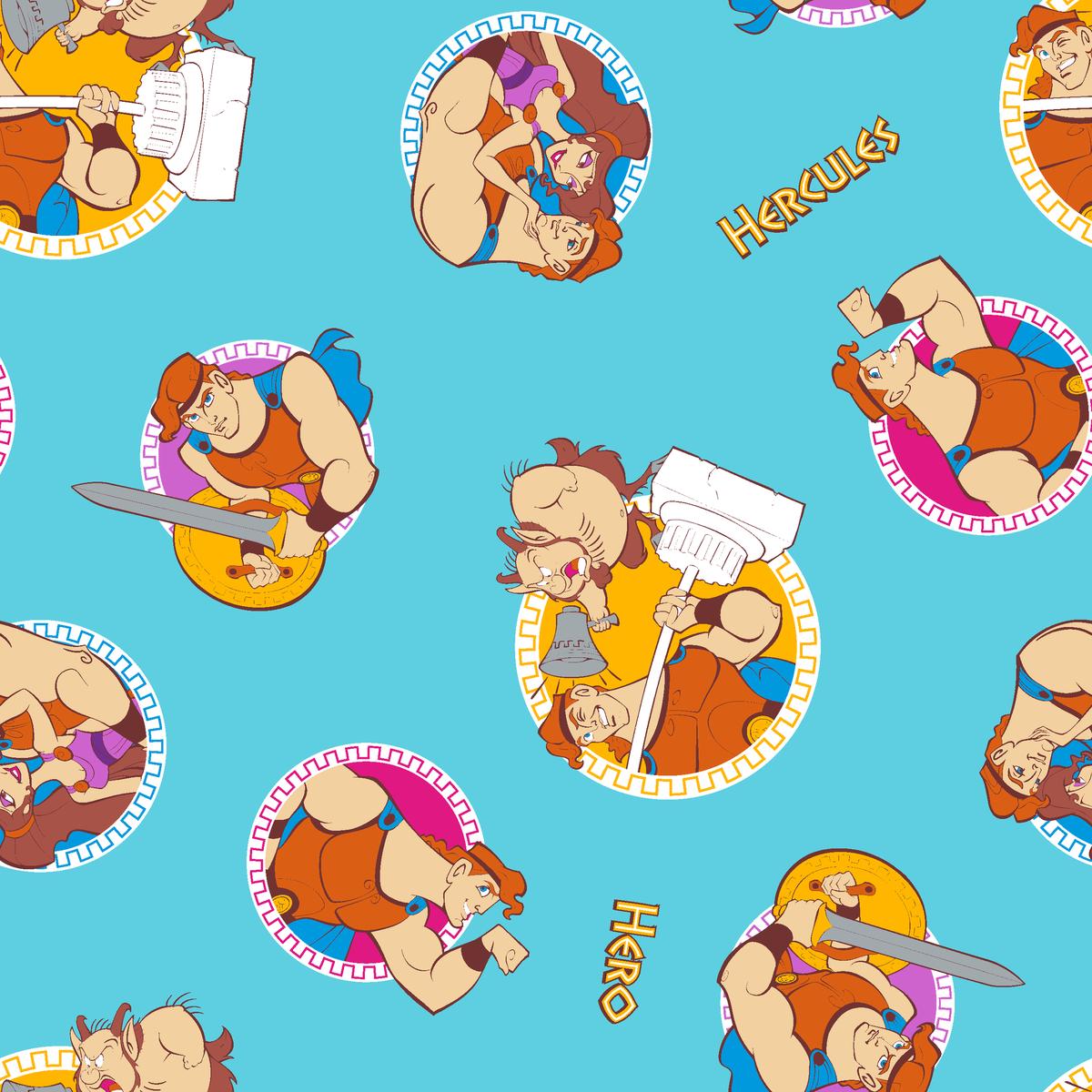 Disney Hercules Blue Hero Character Fabric