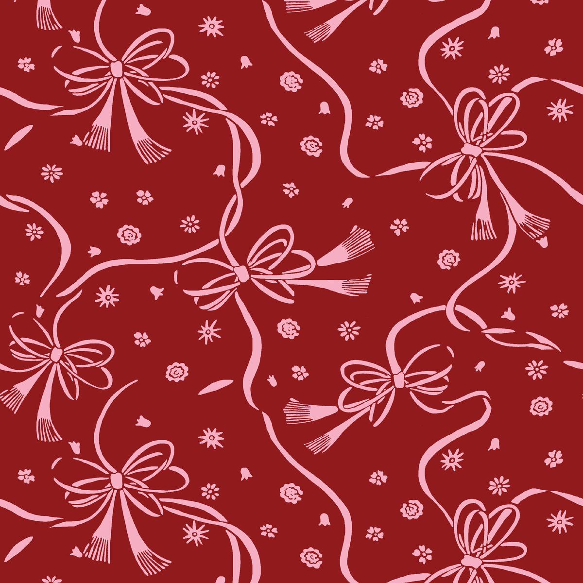 Festive Bows on Crimson Fabric