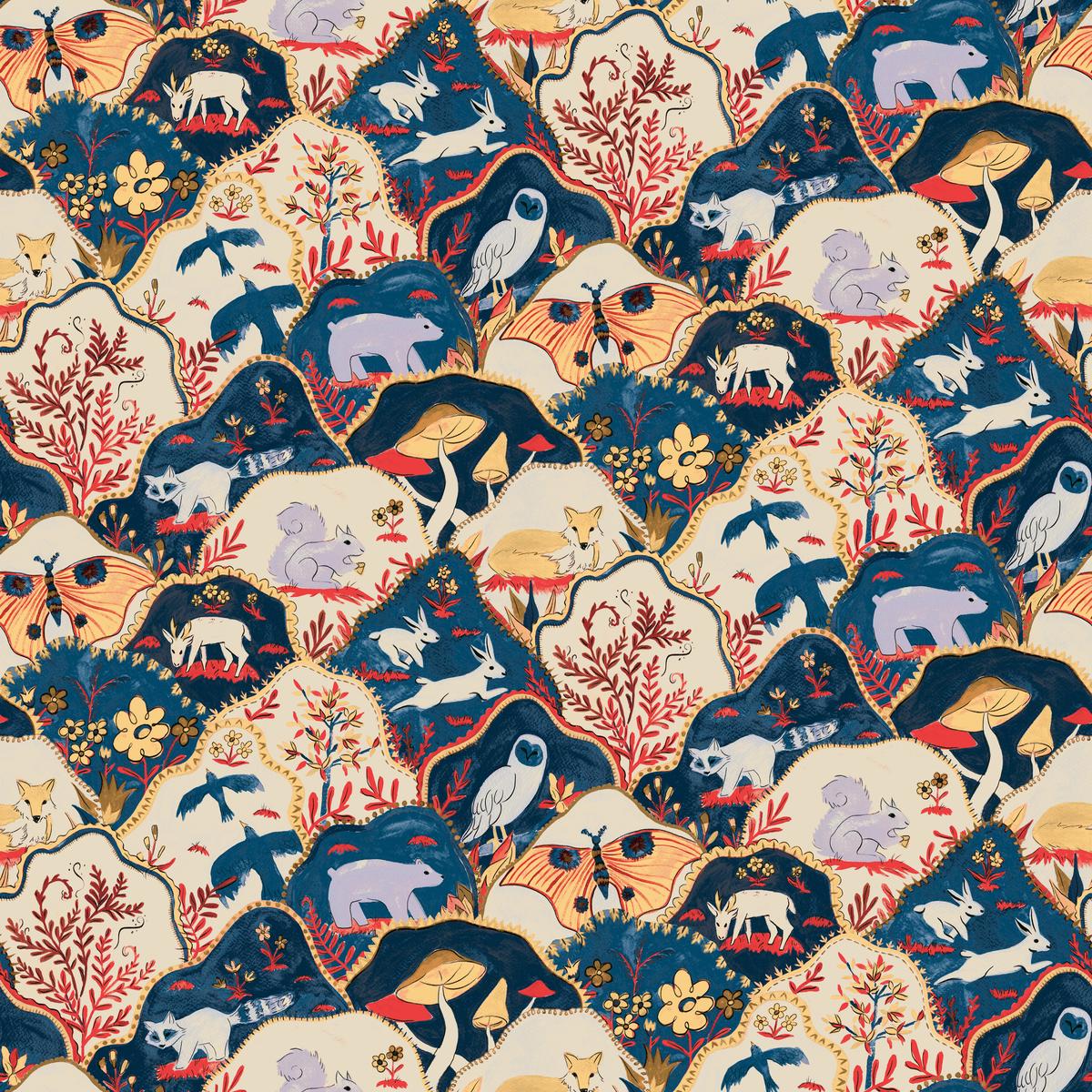 Pisgah on Faded Denim Fabric