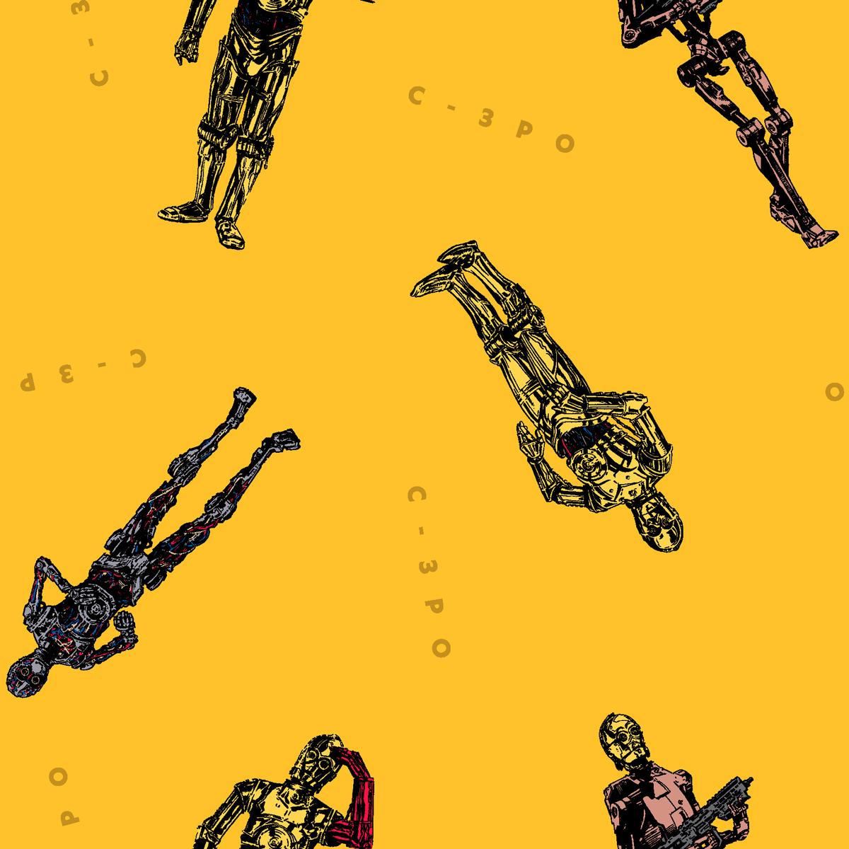 STAR WARS C-3PO Toss on Yellow Fabric