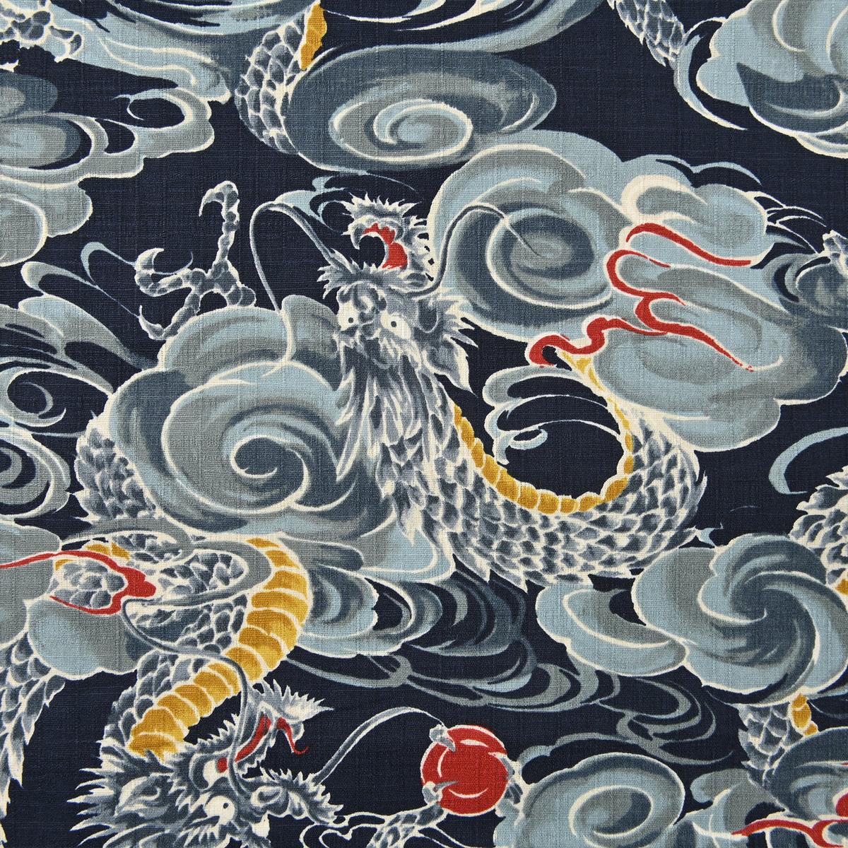 Todoroki Dragon Cotton Dobby - Navy YGA-49110-3