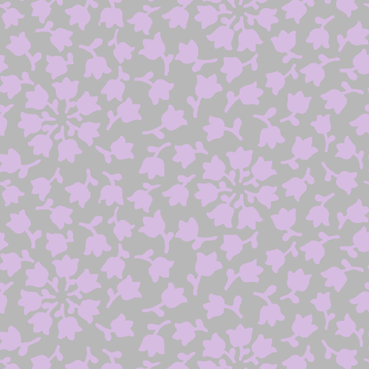Bell Flowers on Gray & Lavender Fabric