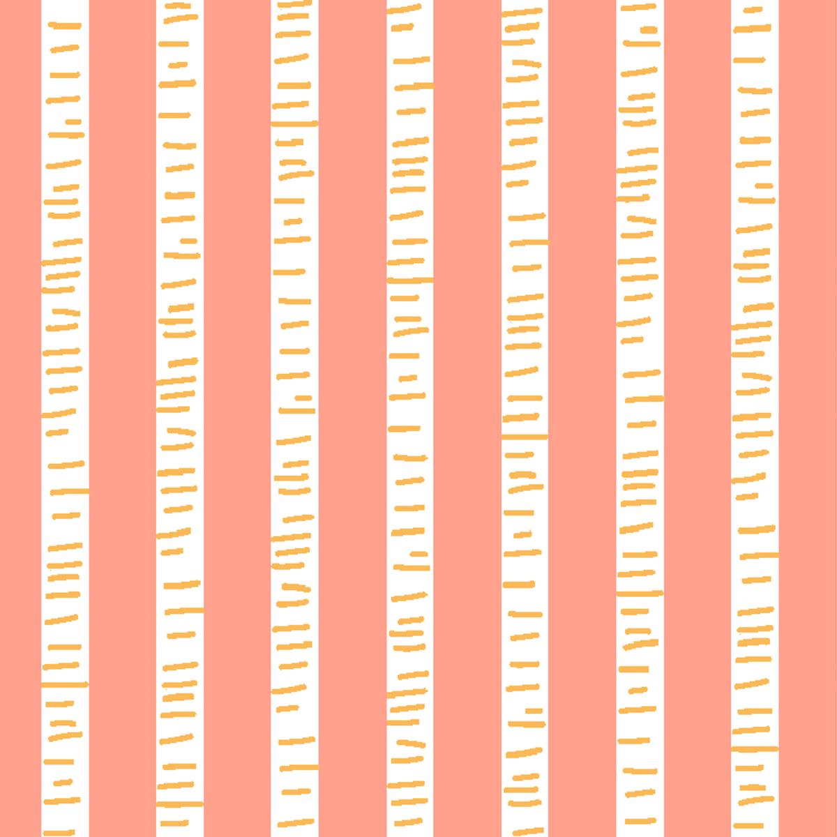 Birch Stripes on Coral Fabric
