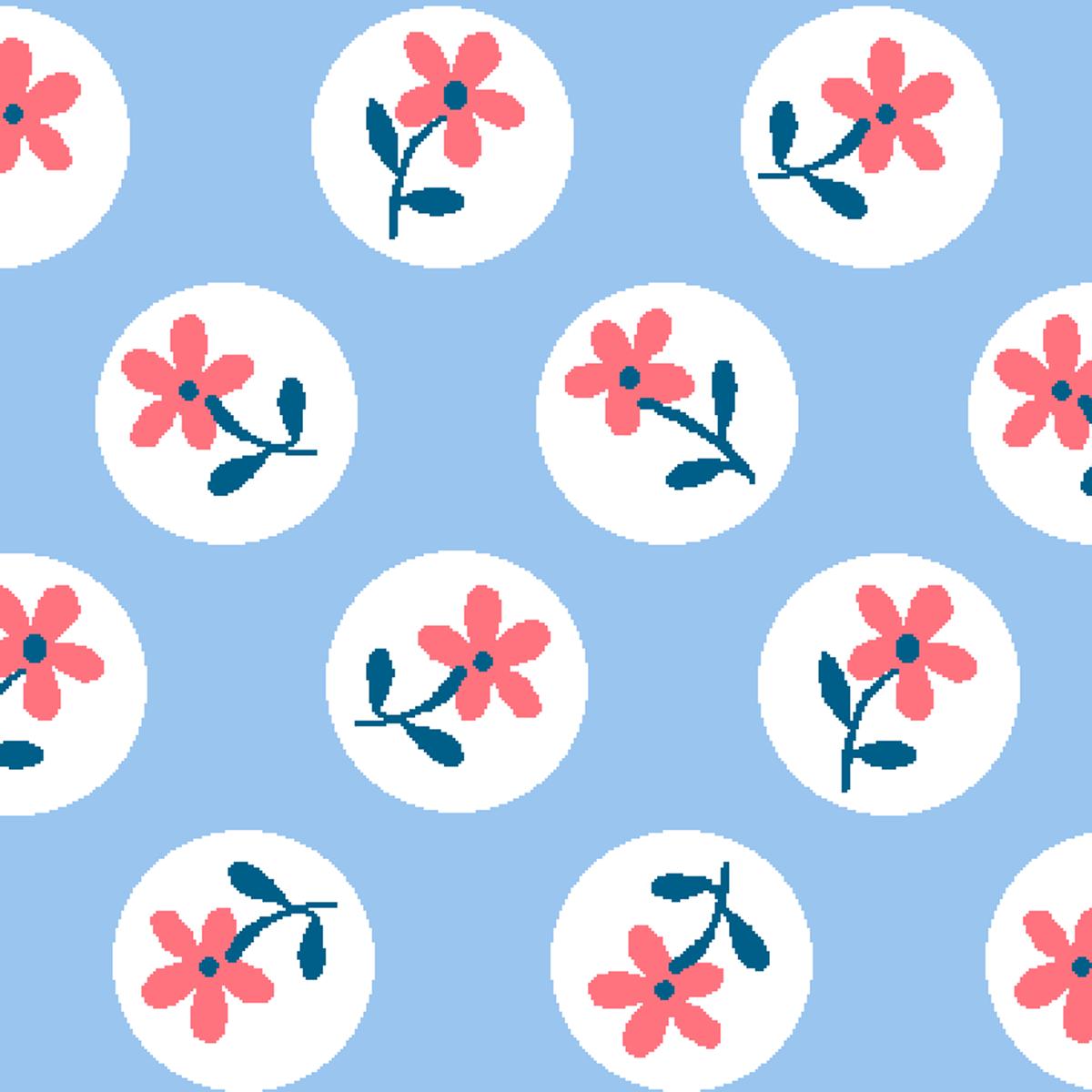 Circle Sprouts, Pale Blue Fabric