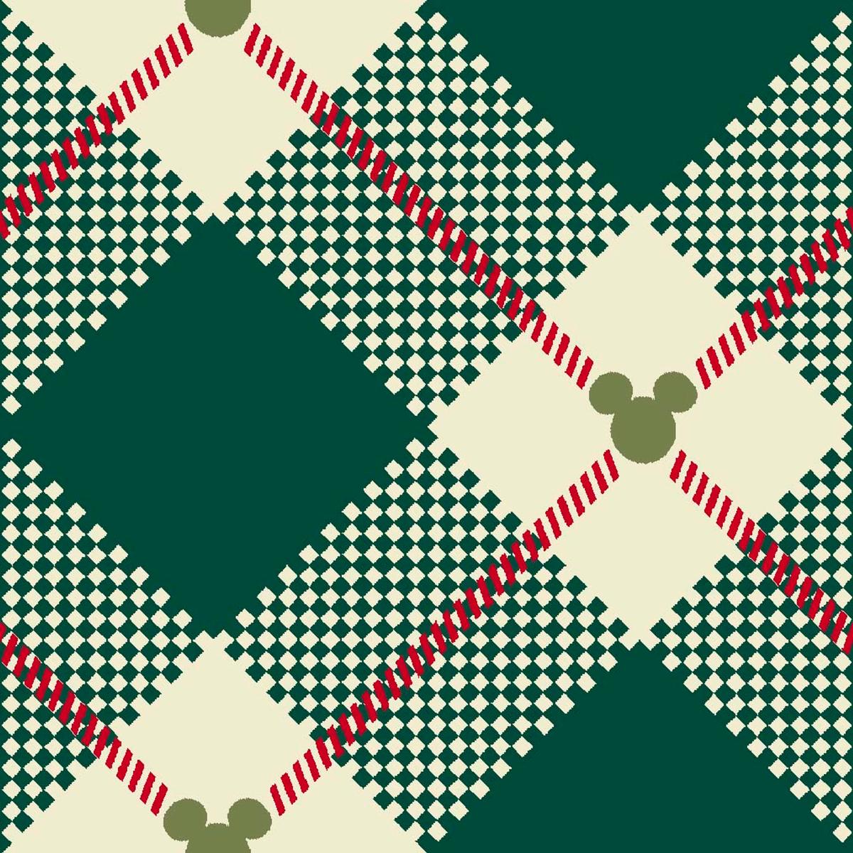 Disney Mickey Mouse Yuletide Plaid on Green