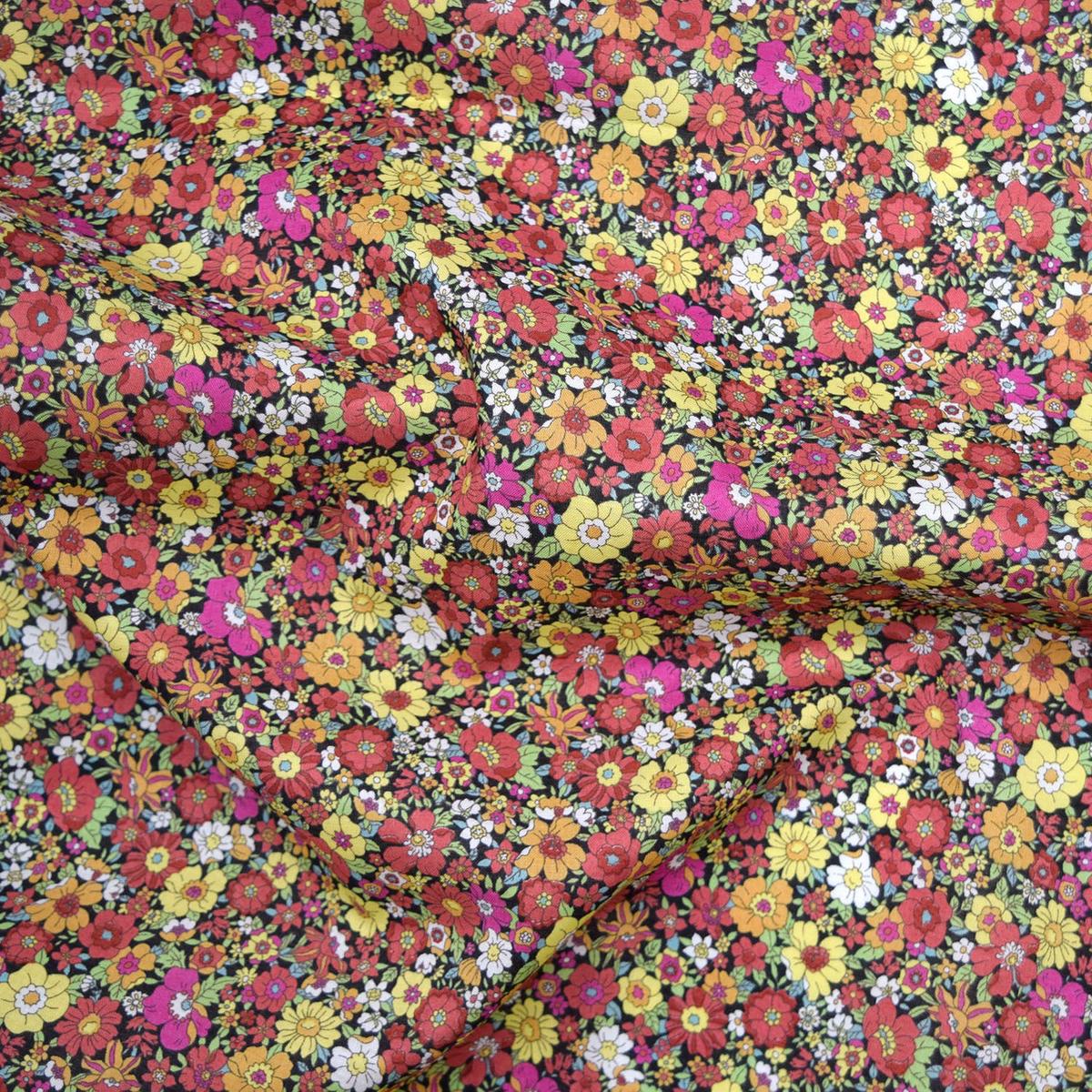 Flownny Mini Flowers Cotton Lawn - Black NFA-1030-31