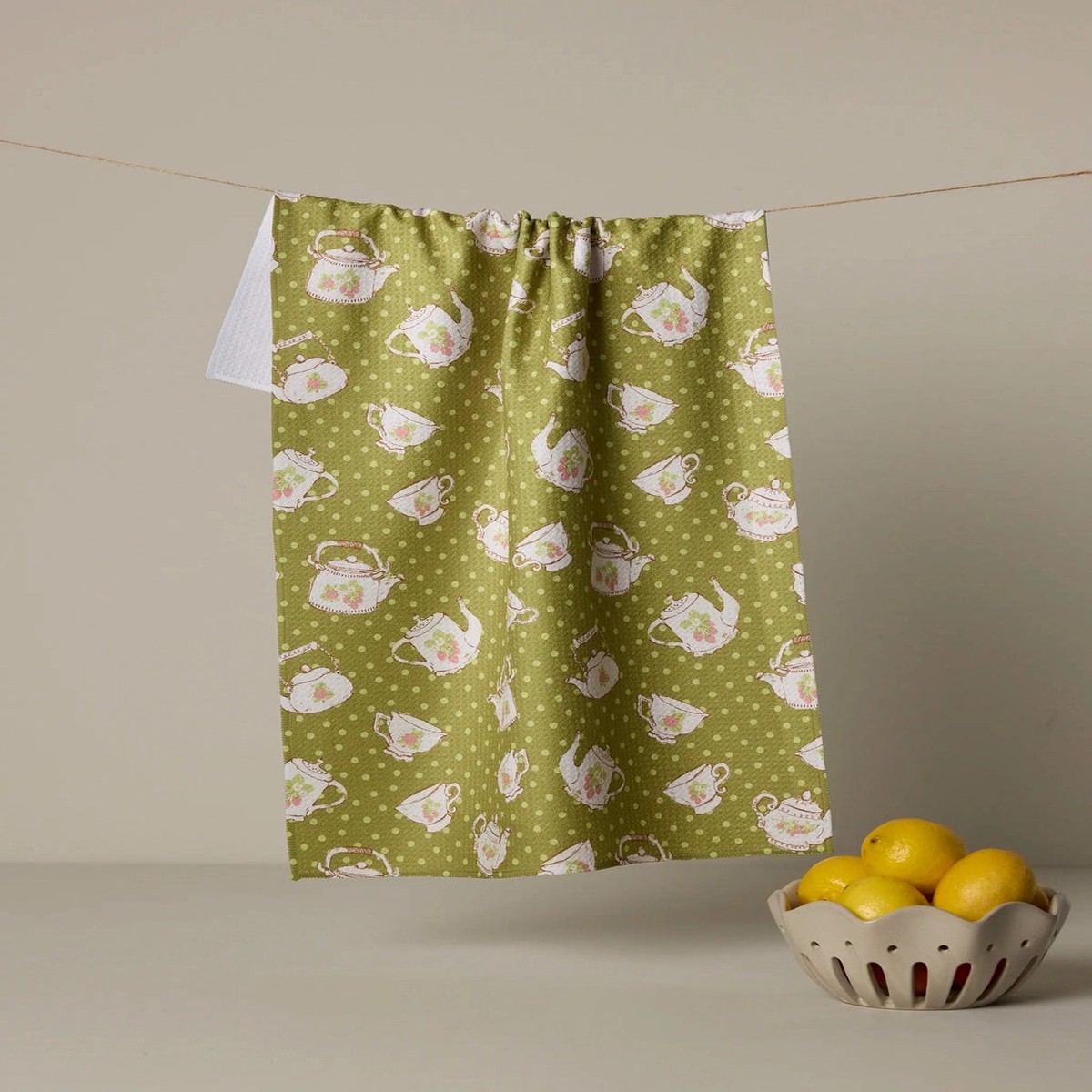 Geometry Strawberry Tea Green Tea Towel
