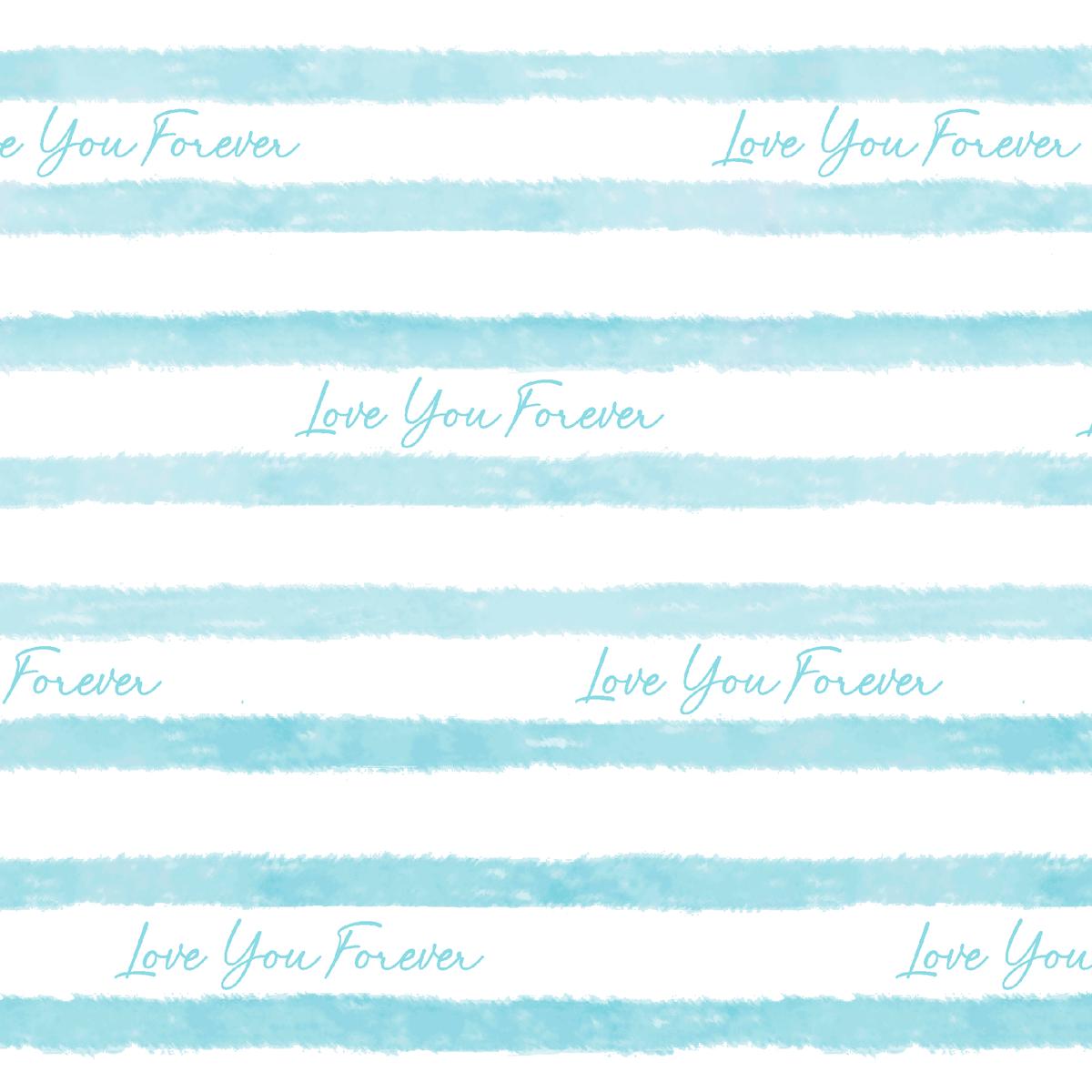 Love You Forever Blue Stripes Fabric