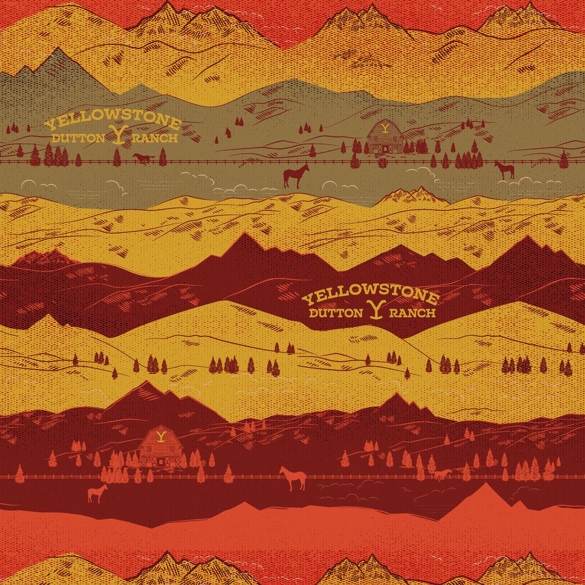 Paramount Yellowstone Mountain Layers Landscape Fabric