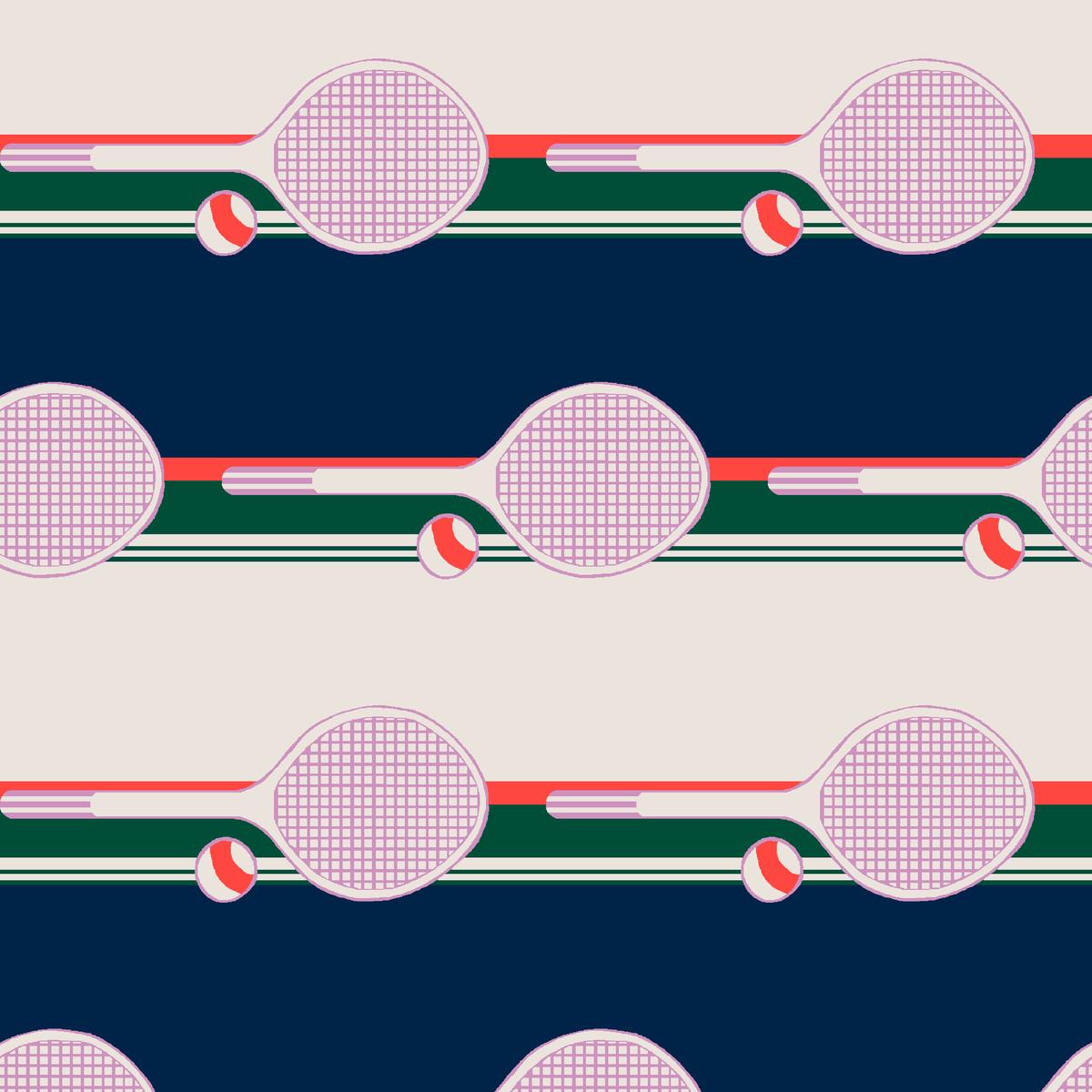Retro Tennis Racquet Stripe in Navy Fabric