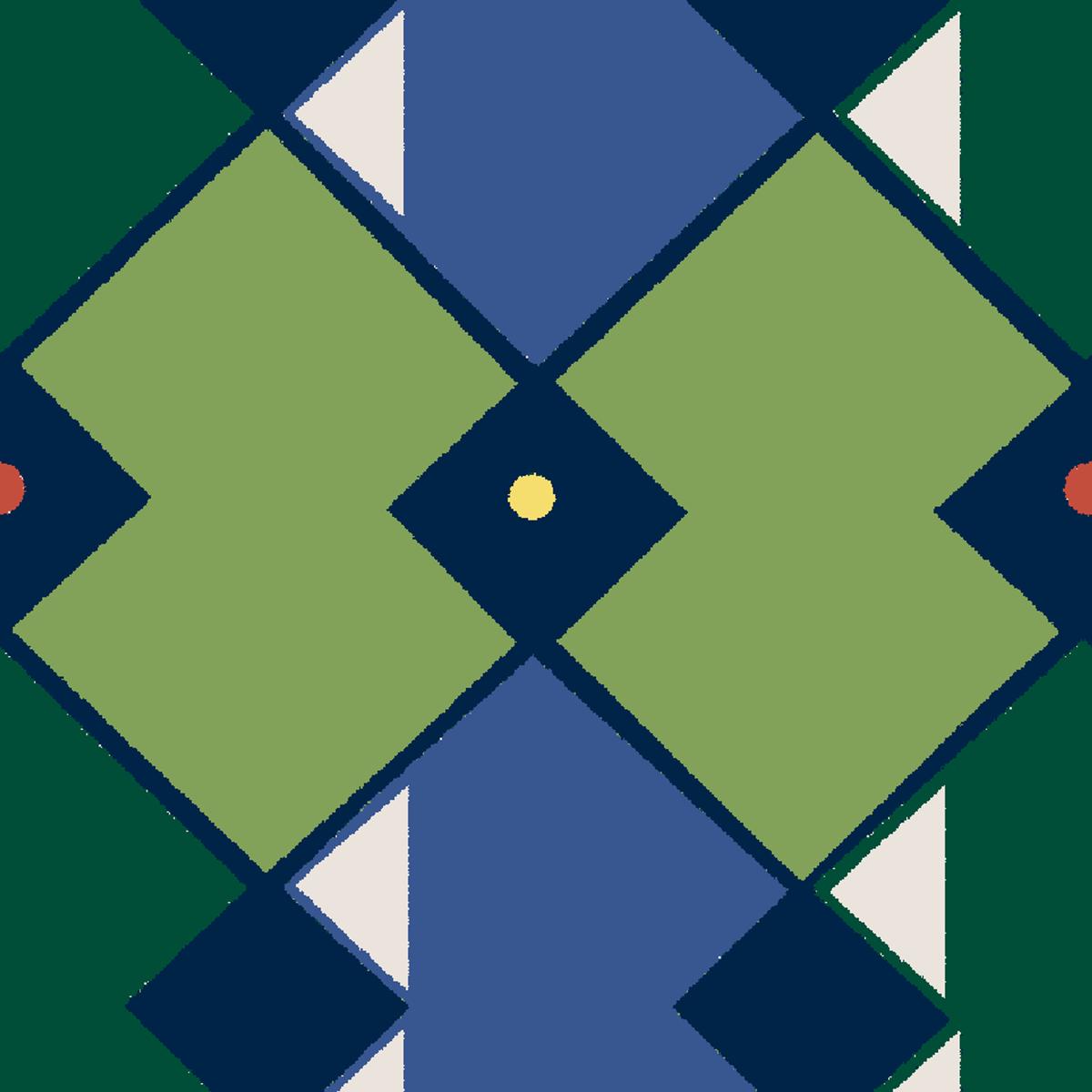 Varsity Argyle in Green & Blue Fabric