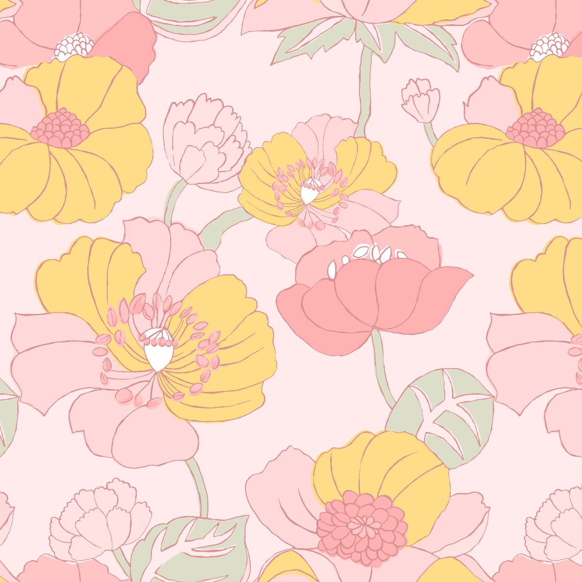 Vintage Pastel Floral Fabric