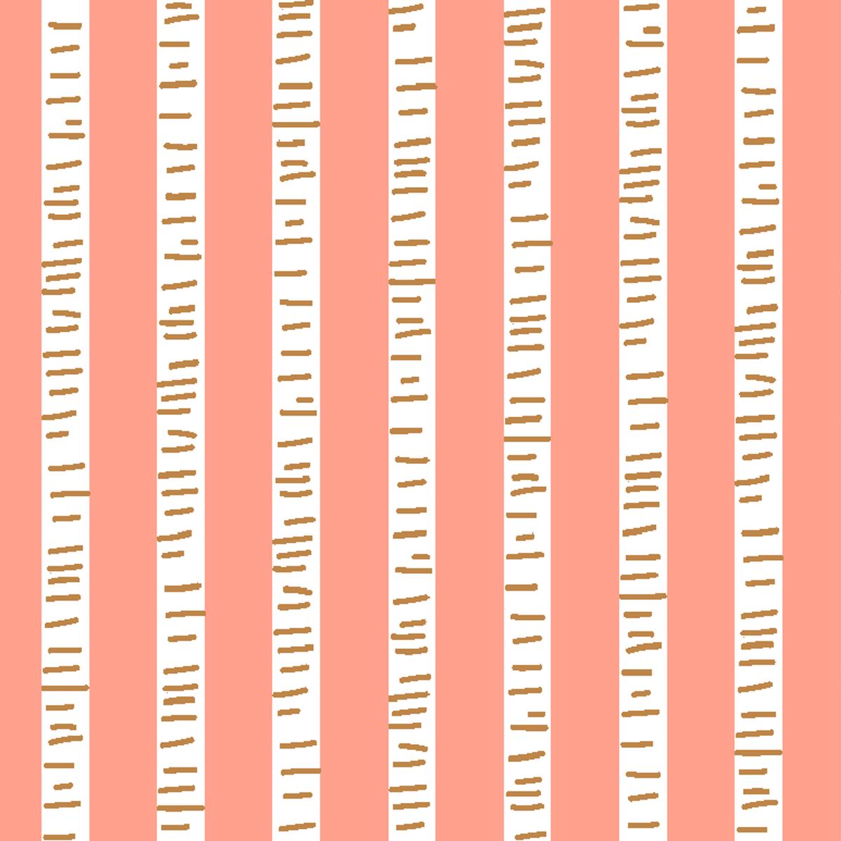 Birch Stripes on Deep Coral Fabric