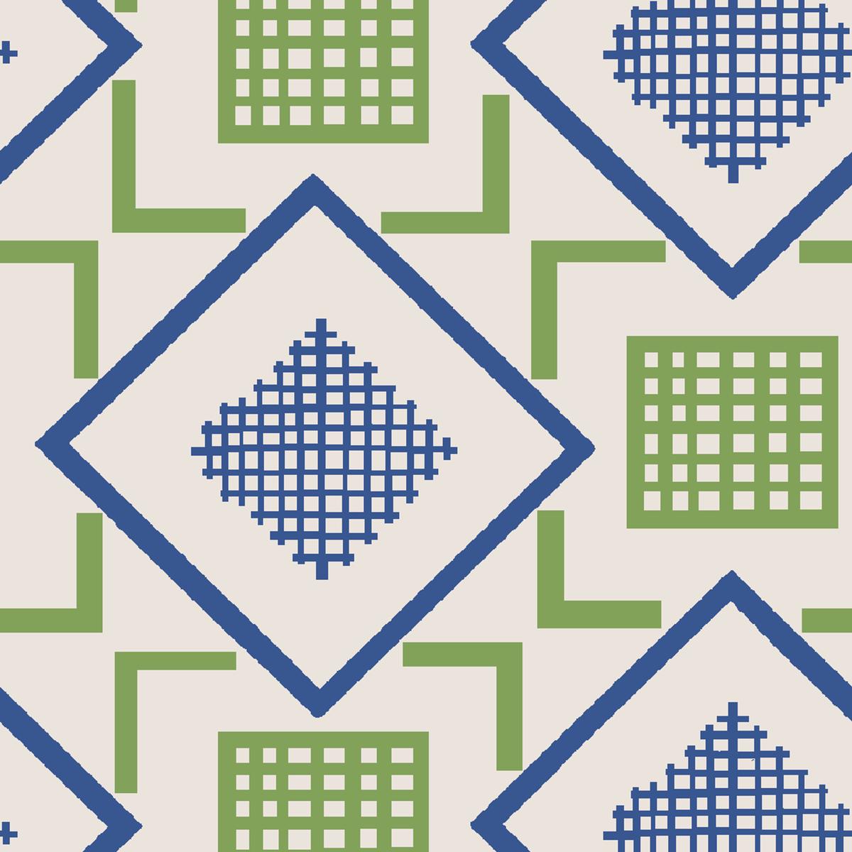 Court Sport Geo in Blue and Green Fabric