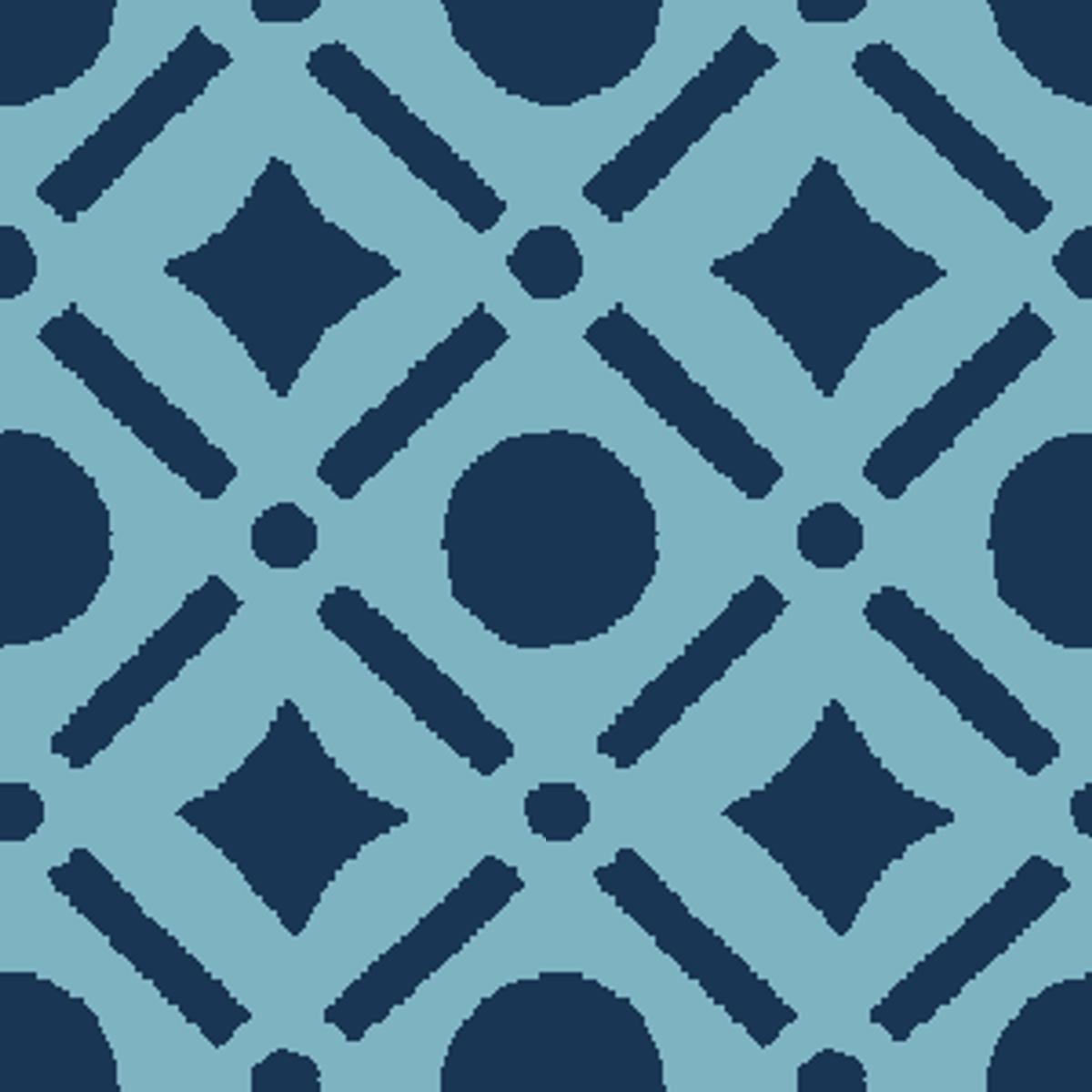Geo Duskendale on Blue Fabric