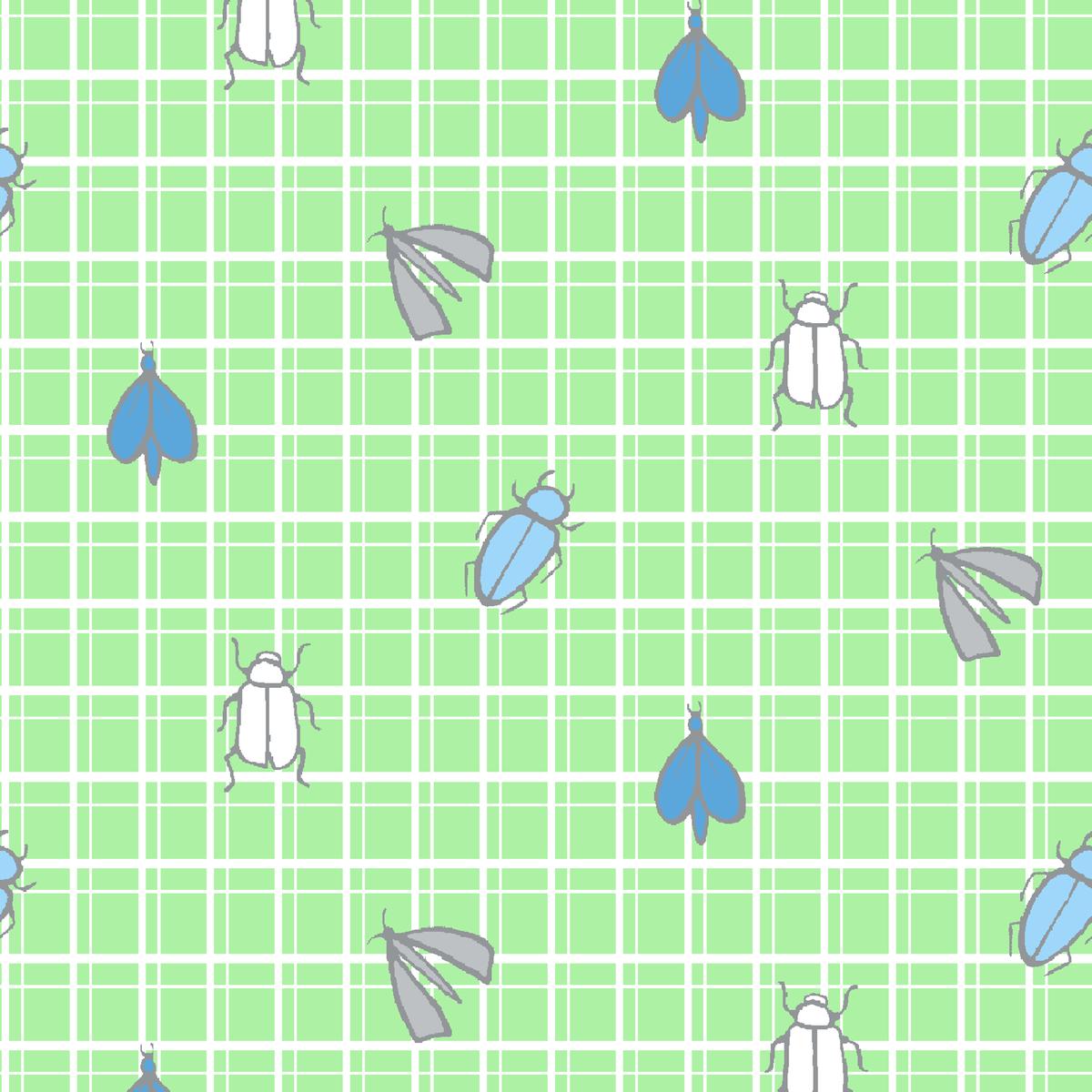 Grid Critters in Green Fabric