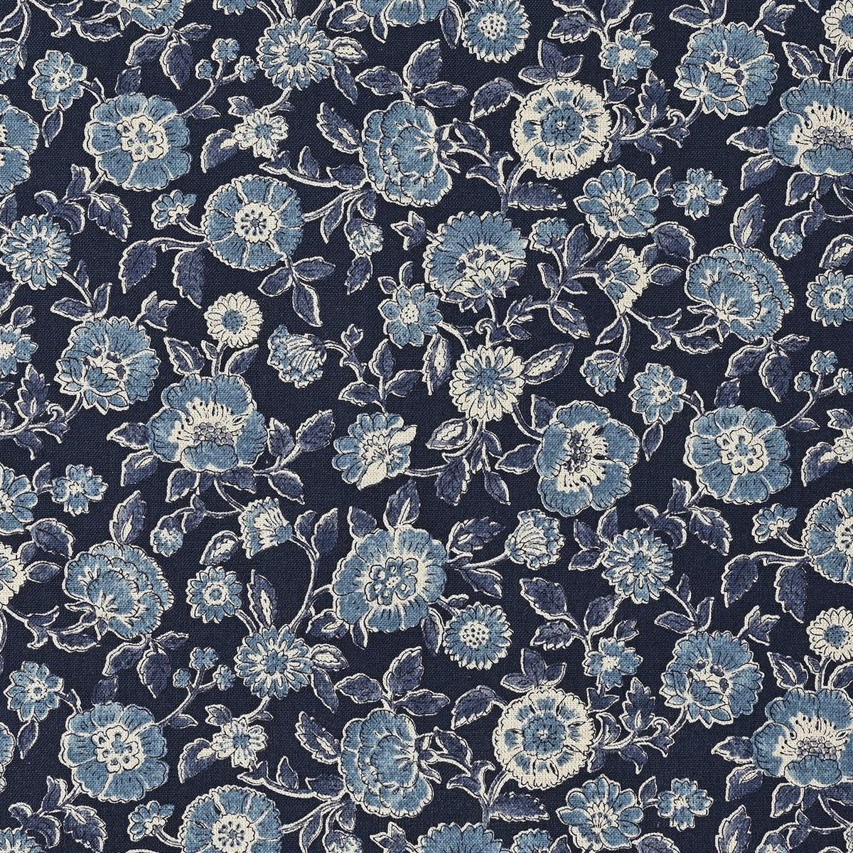 Posy Flowers Cotton Linen Sheeting - Navy YGA-79060-2