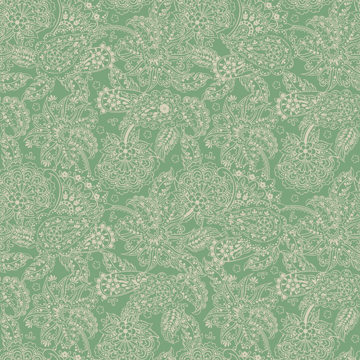 Regal Paisley on Sage Green Fabric