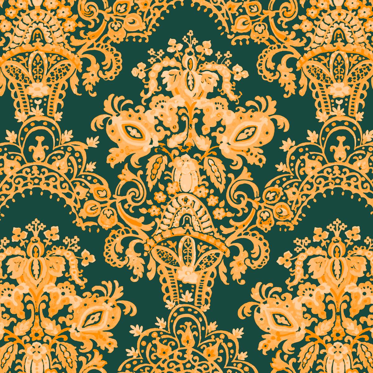 Solstice Garden on Gold & Green Fabric