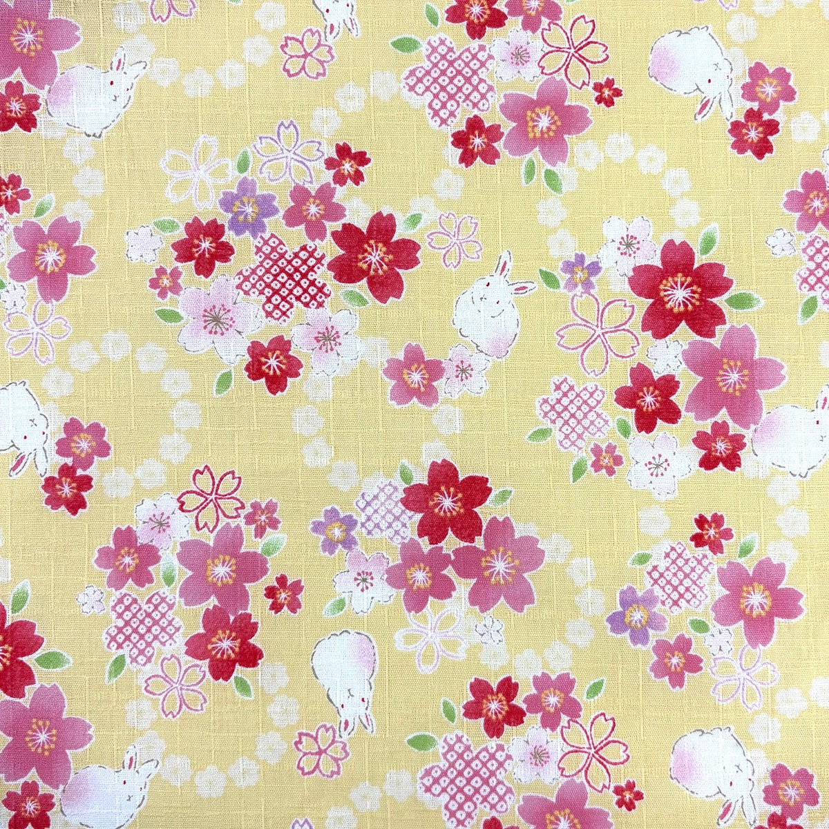 Cherry Blossom Rabbit Cotton Dobby - Yellow YGA-89040-1