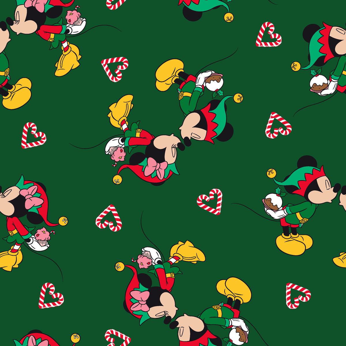 Disney Mickey Mouse Christmas Kisses Fabric
