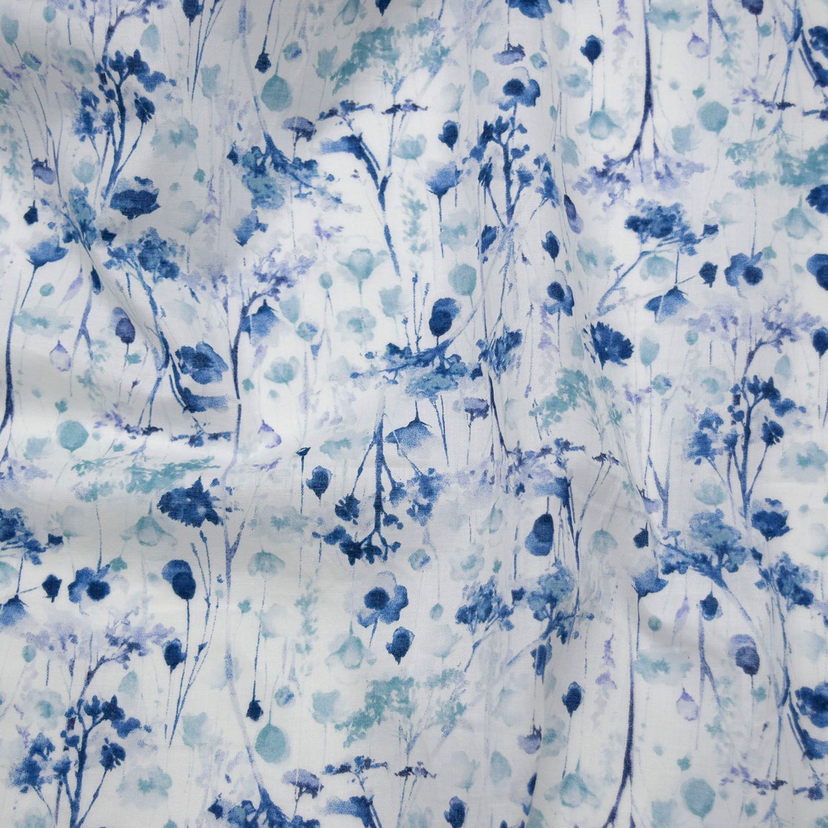 Flownny Watercolor Style Floral Cotton Lawn - Blue NFA-1030-33