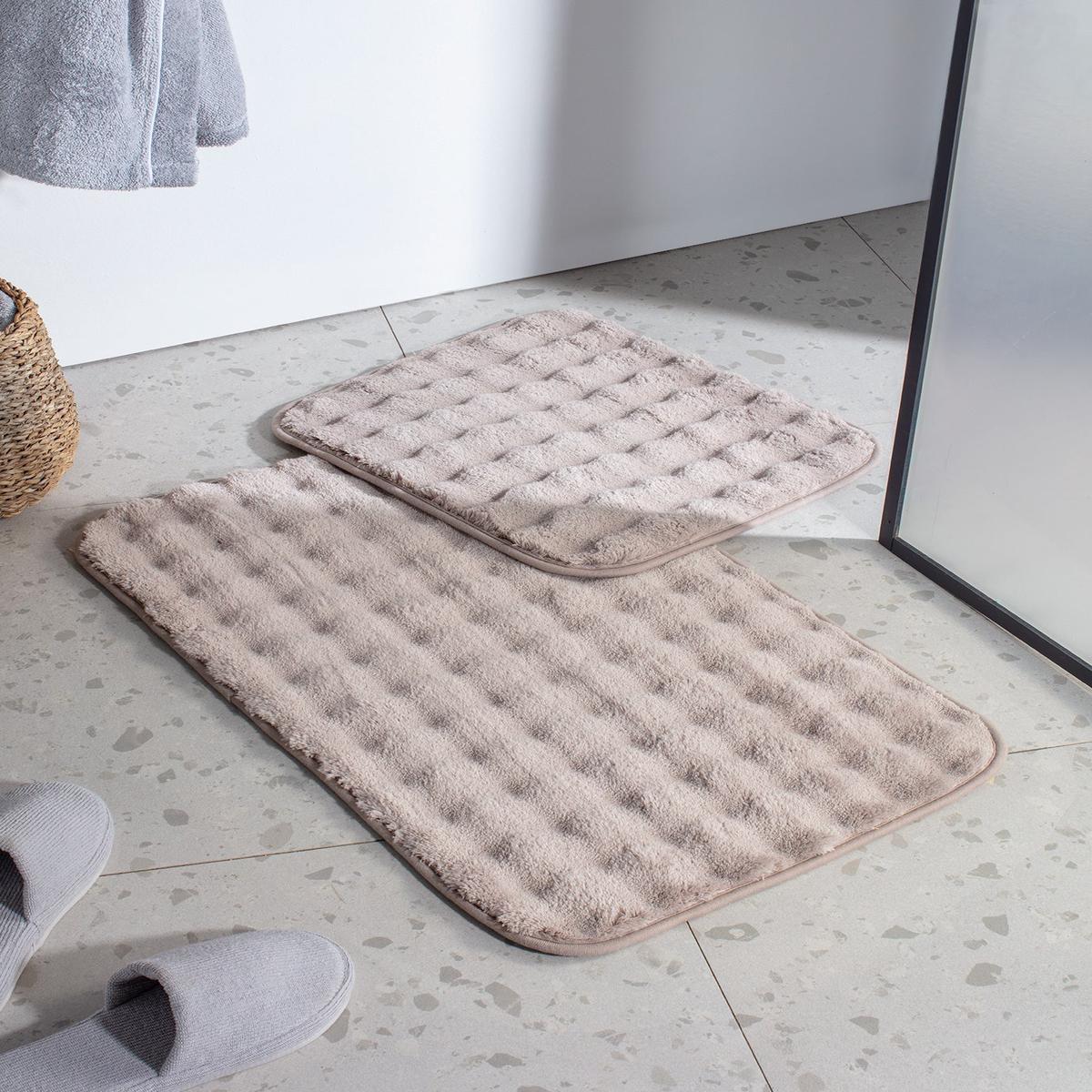 Madame Coco Reflet Bubble 2-Piece Bath Mat Set | Cushiony Soft Non-Slip Bathroom Rug