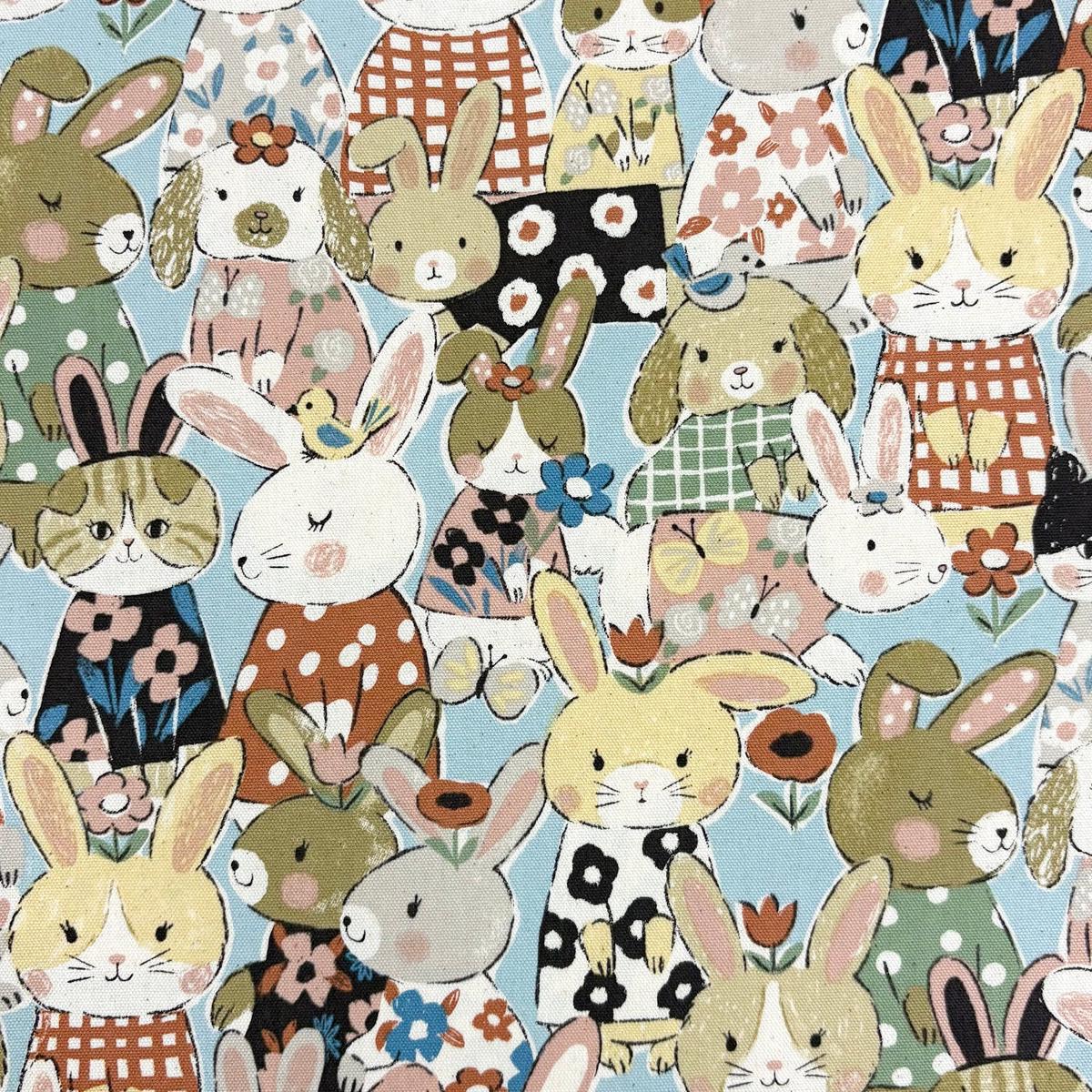 Powerful Animal Rabbits Oxford - Light Blue YGA-89000-1